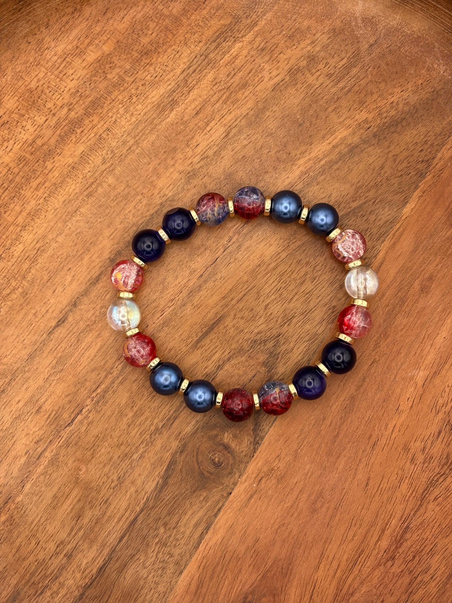 "Freedom" - Handmade Glass Beaded Stretch Bracelet