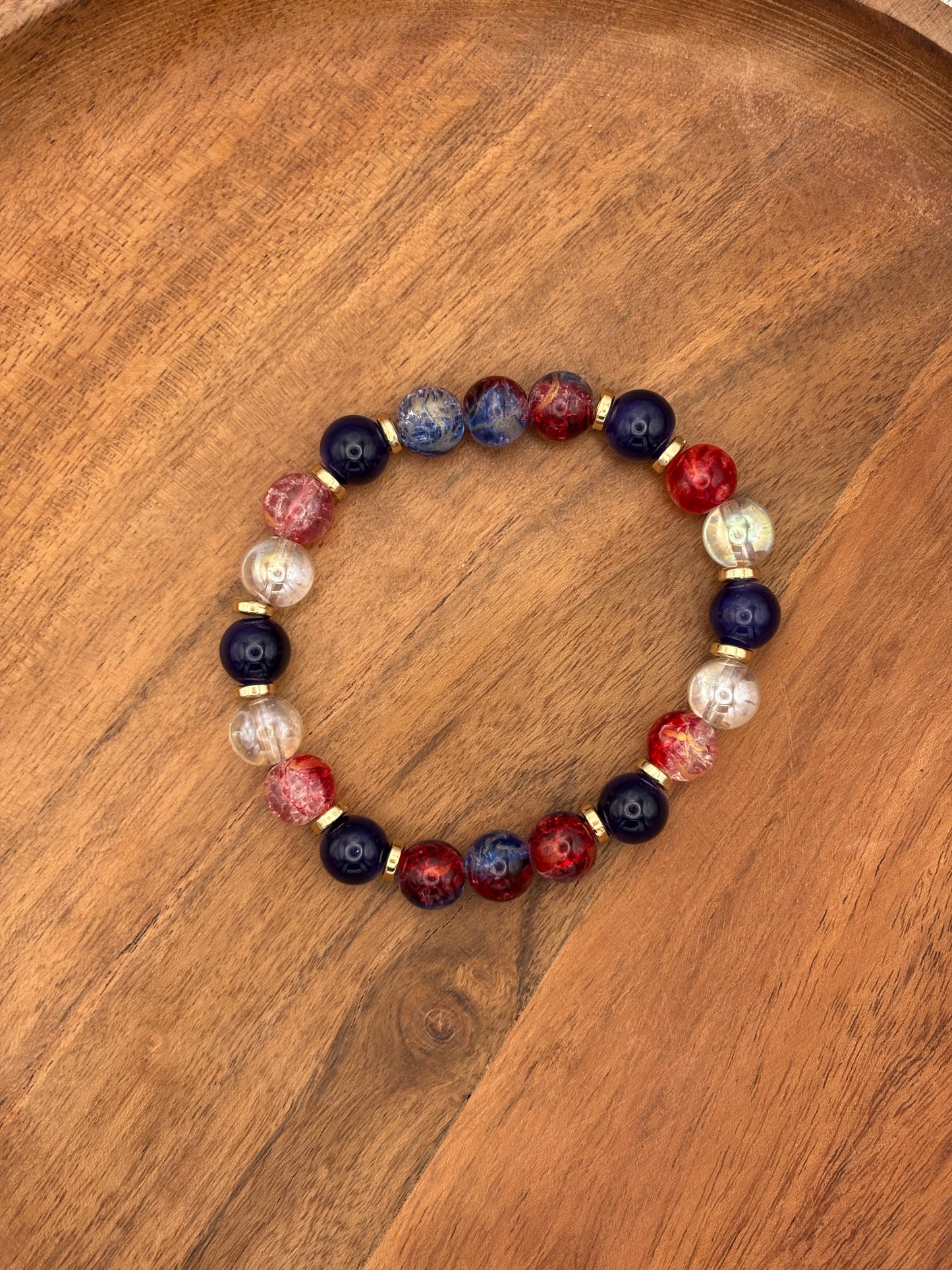 "Freedom II" - Handmade Glass Beaded Stretch Bracelet