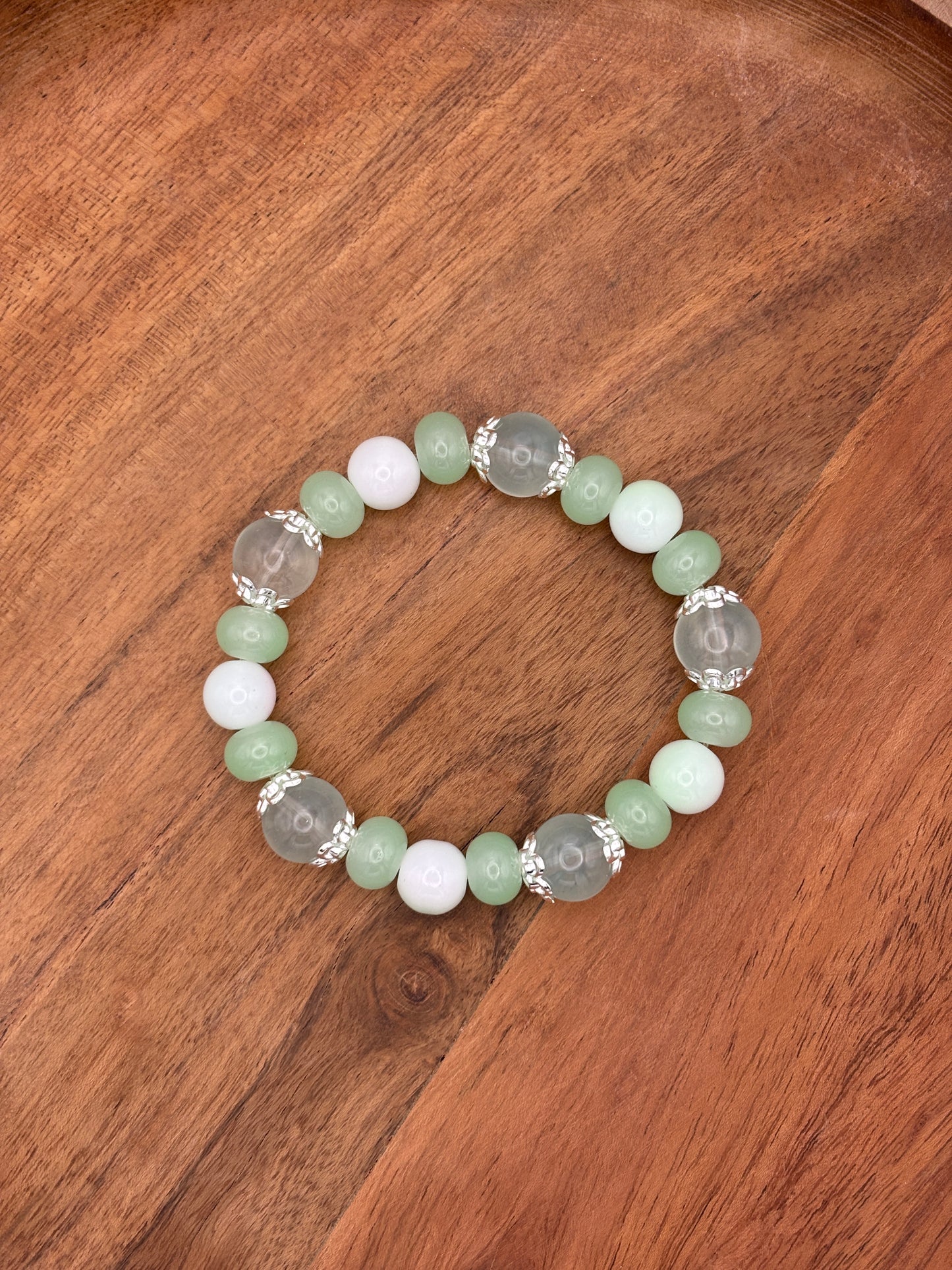 Mint Julep  Handmade Glass Beaded Stretch Bracelet - 5