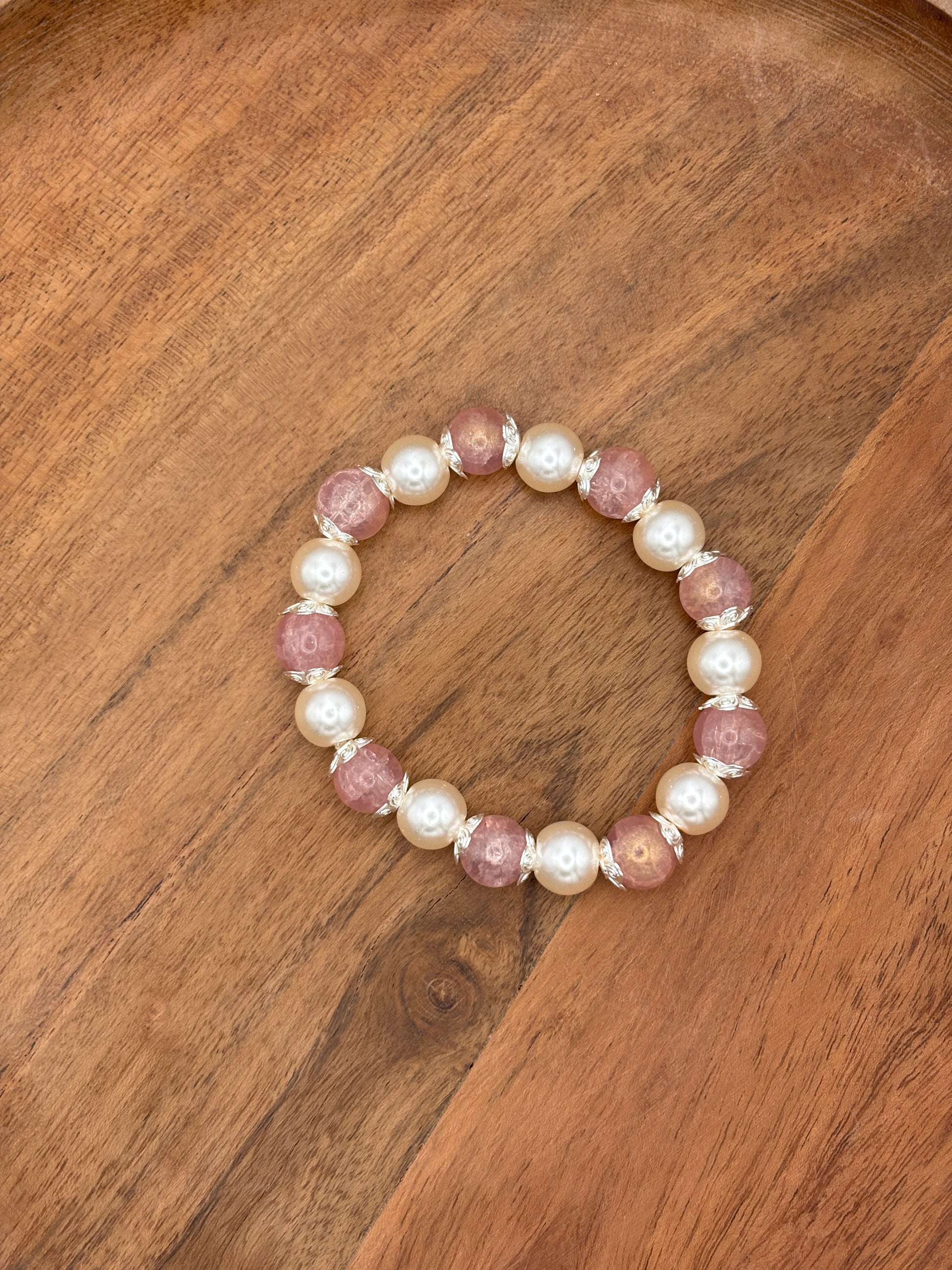 Mimi  Handmade Glass Beaded Stretch Bracelet - 5