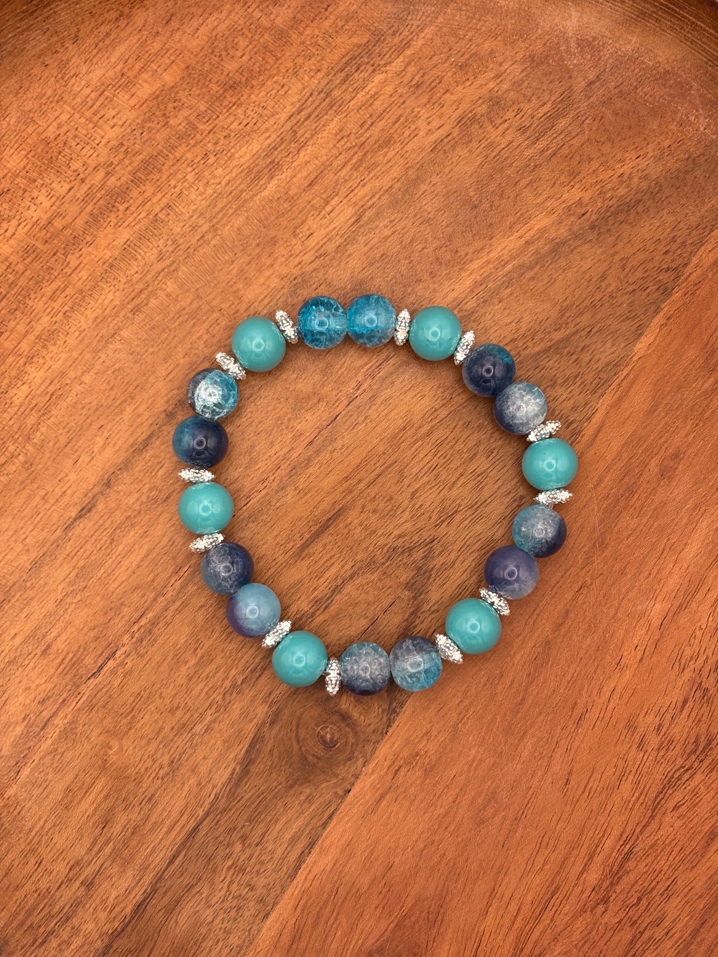 "Caribbean" - Handmade Glass Beaded Stretch Bracelet