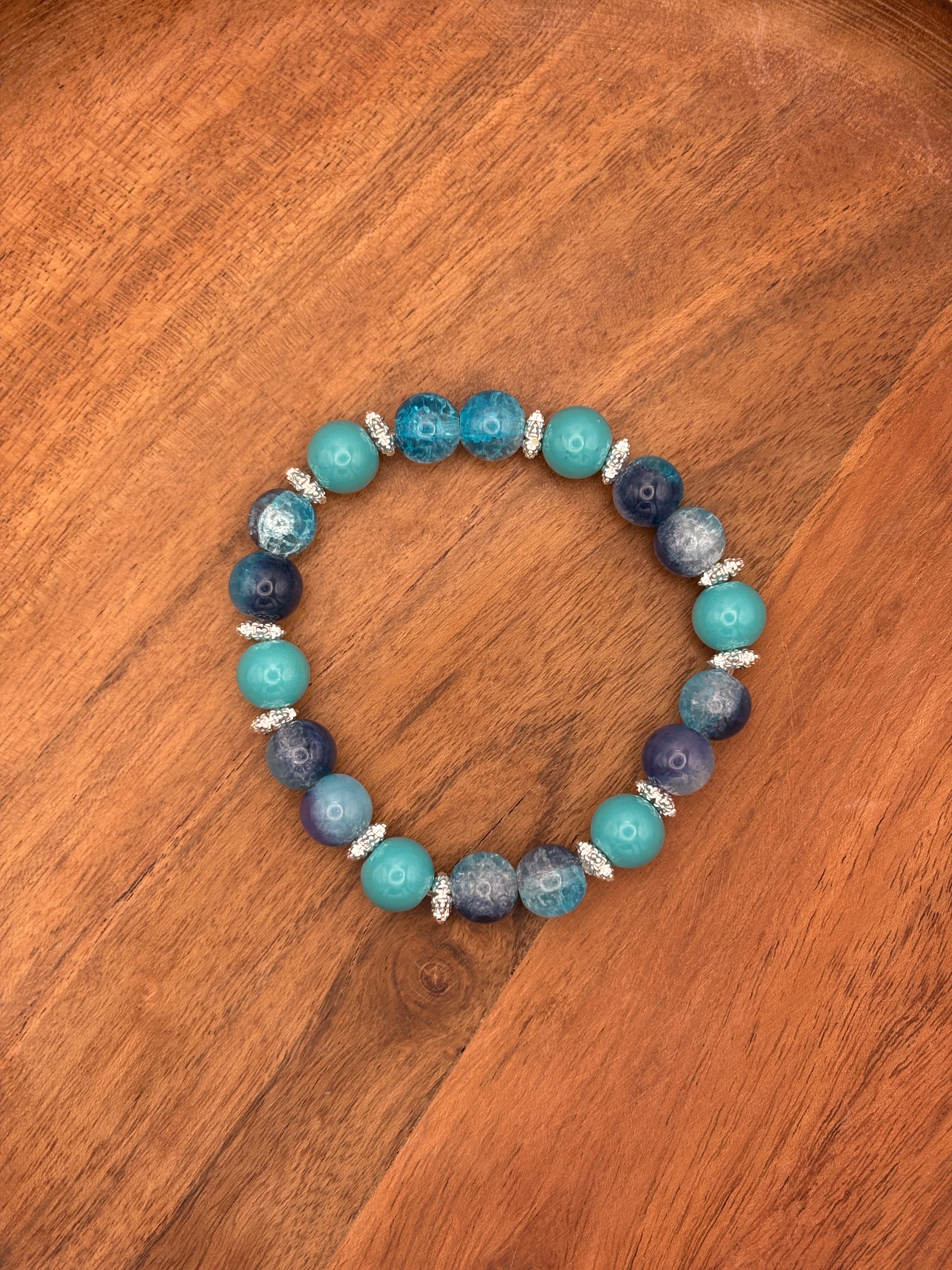Caribbean  Handmade Glass Beaded Stretch Bracelet - 5