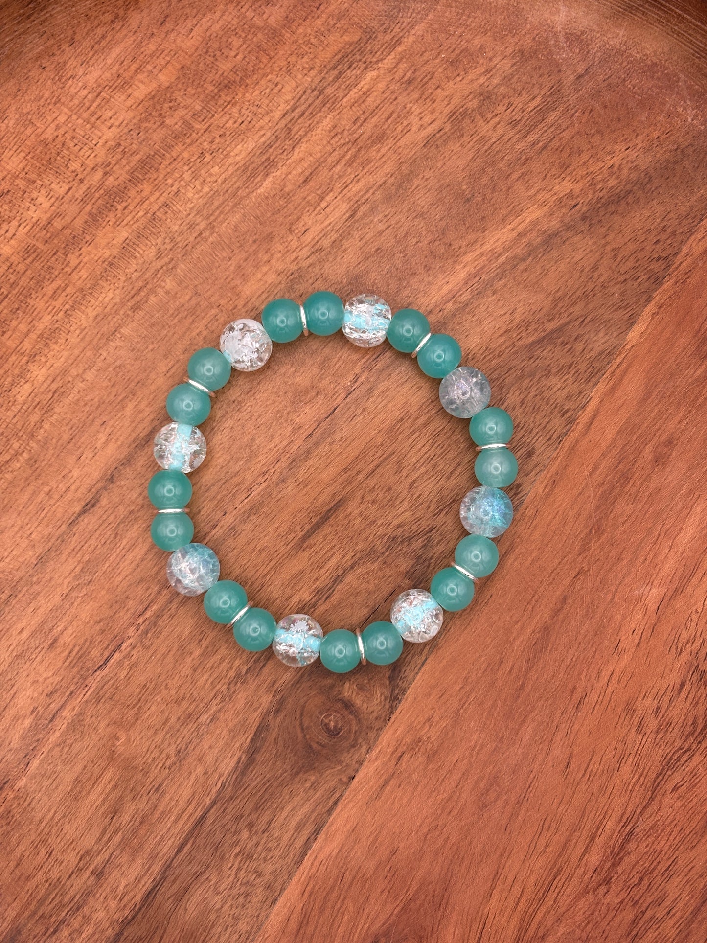 "Water Dance III" - Handmade Glass Beaded Stretch Bracelet