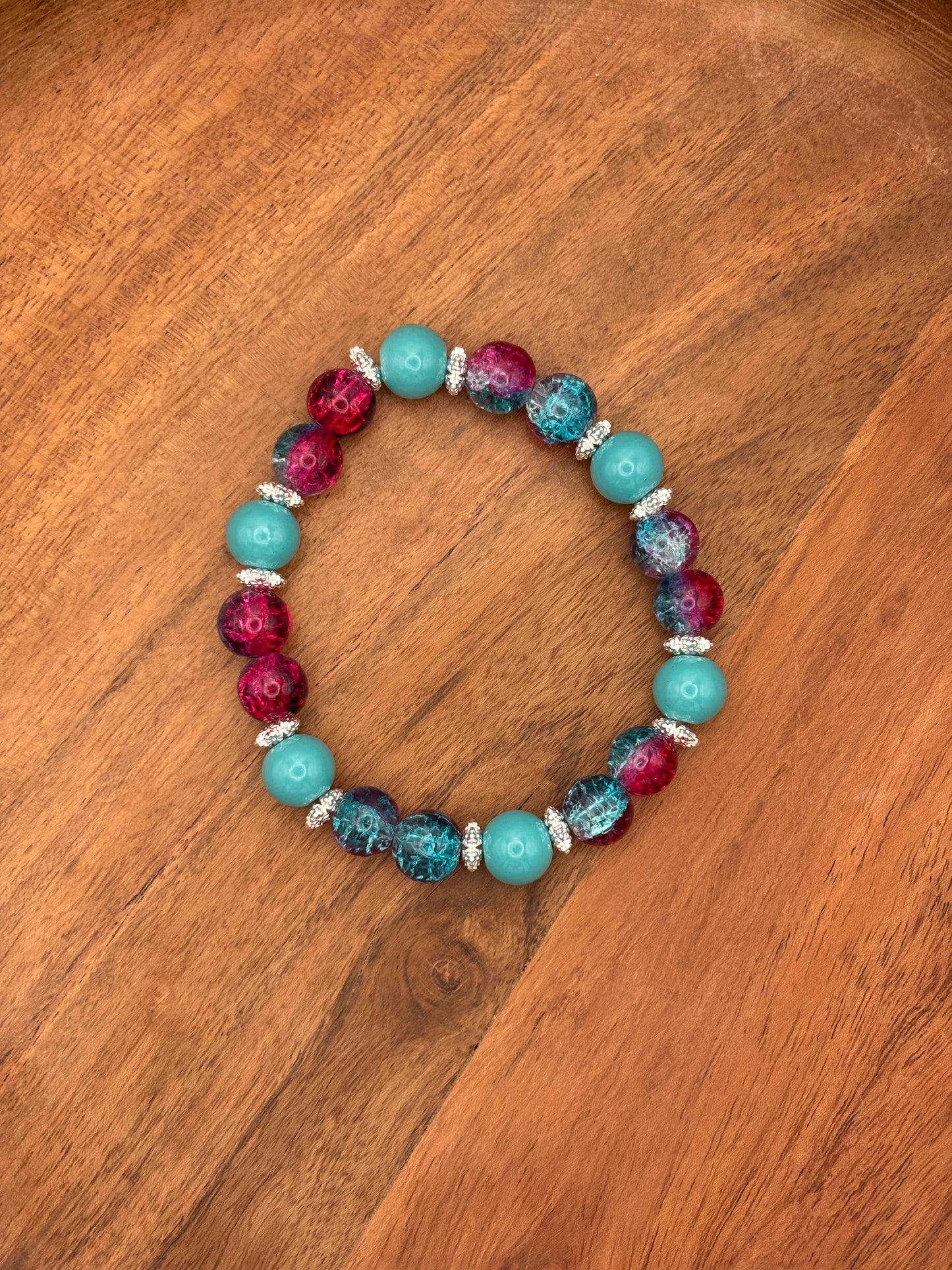 "Gwen" - Handmade Glass Beaded Stretch Bracelet