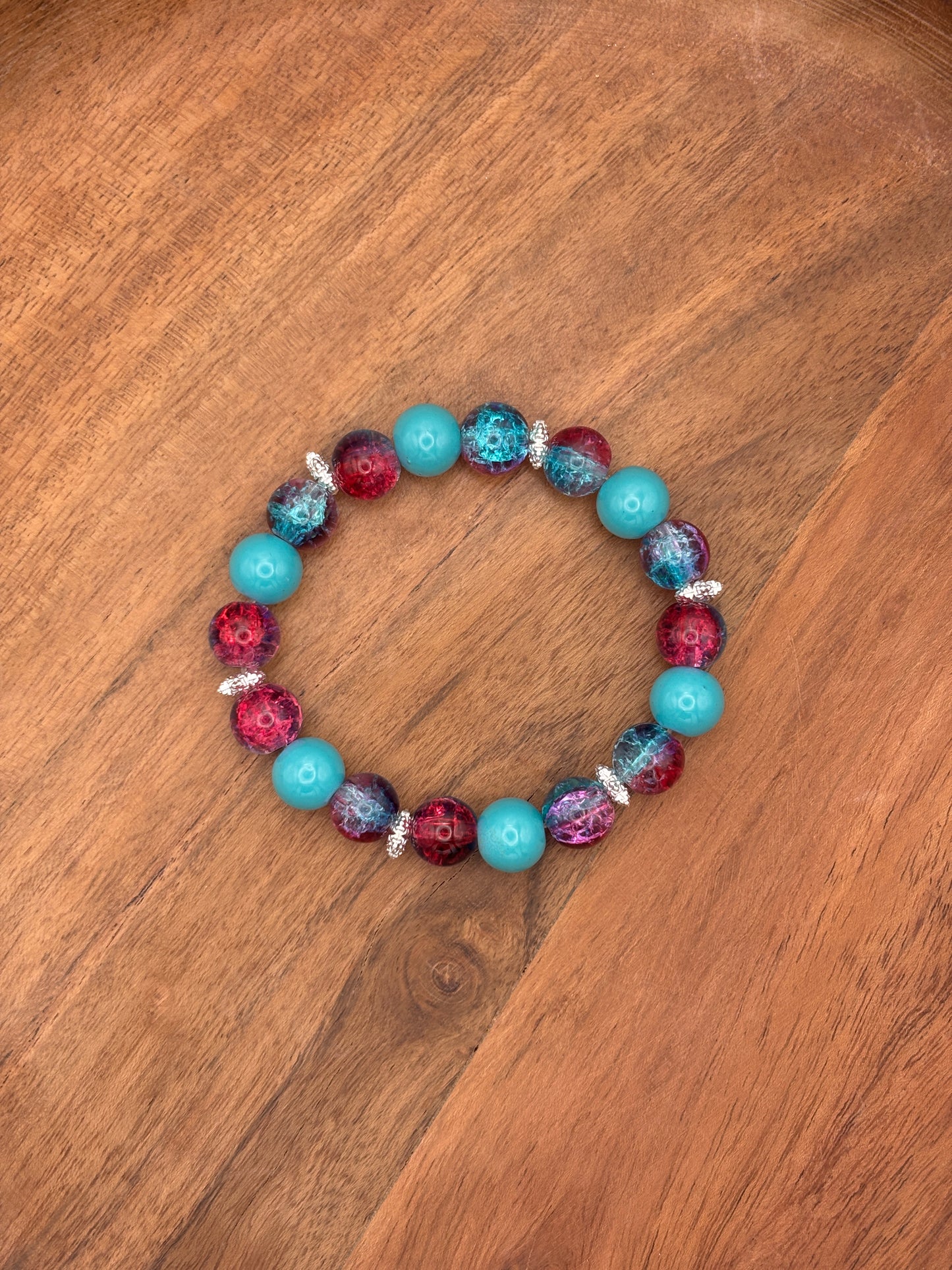 Gwen II  Handmade Glass Beaded Stretch Bracelet - 5