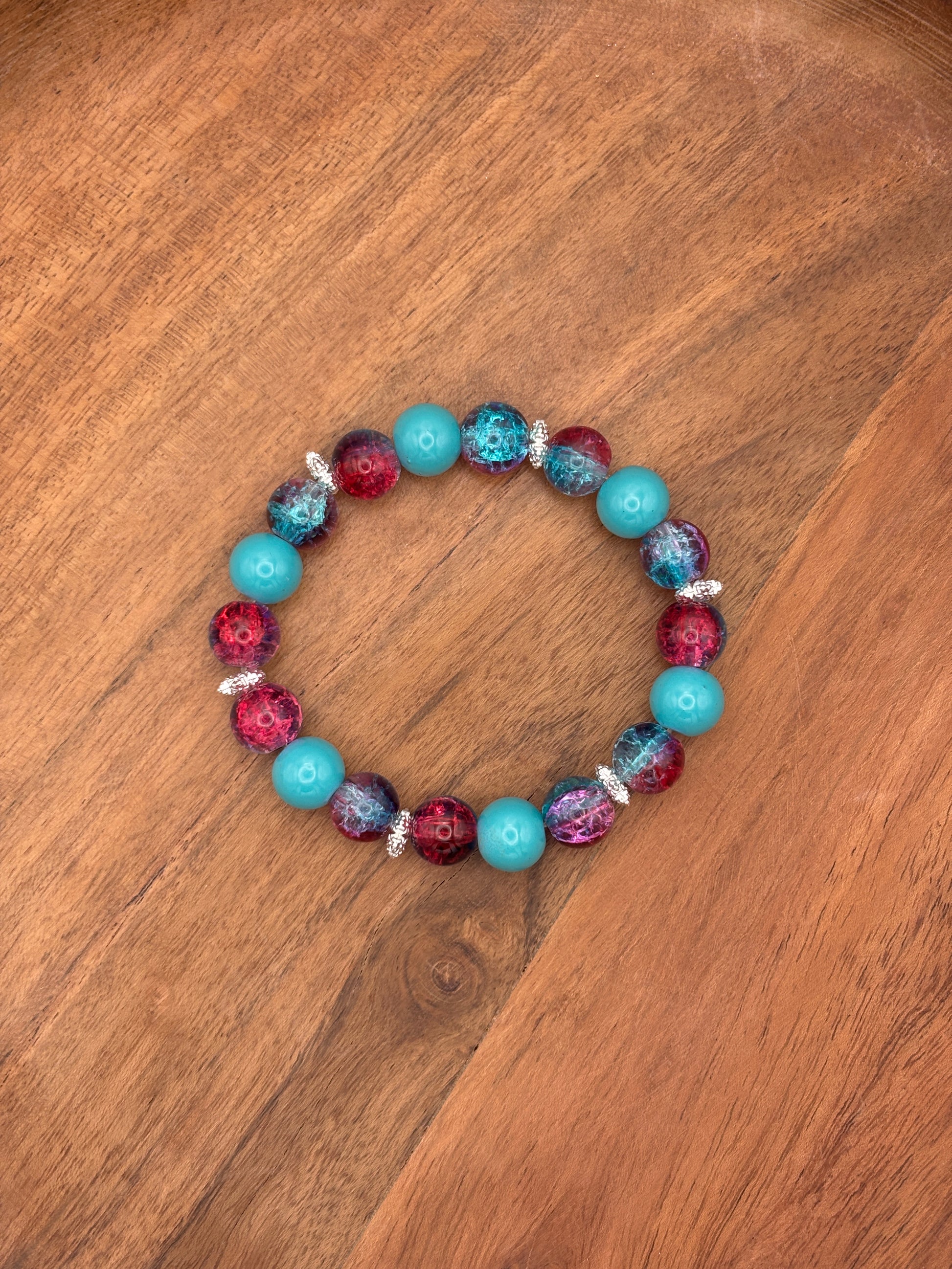 Gwen II  Handmade Glass Beaded Stretch Bracelet - 5