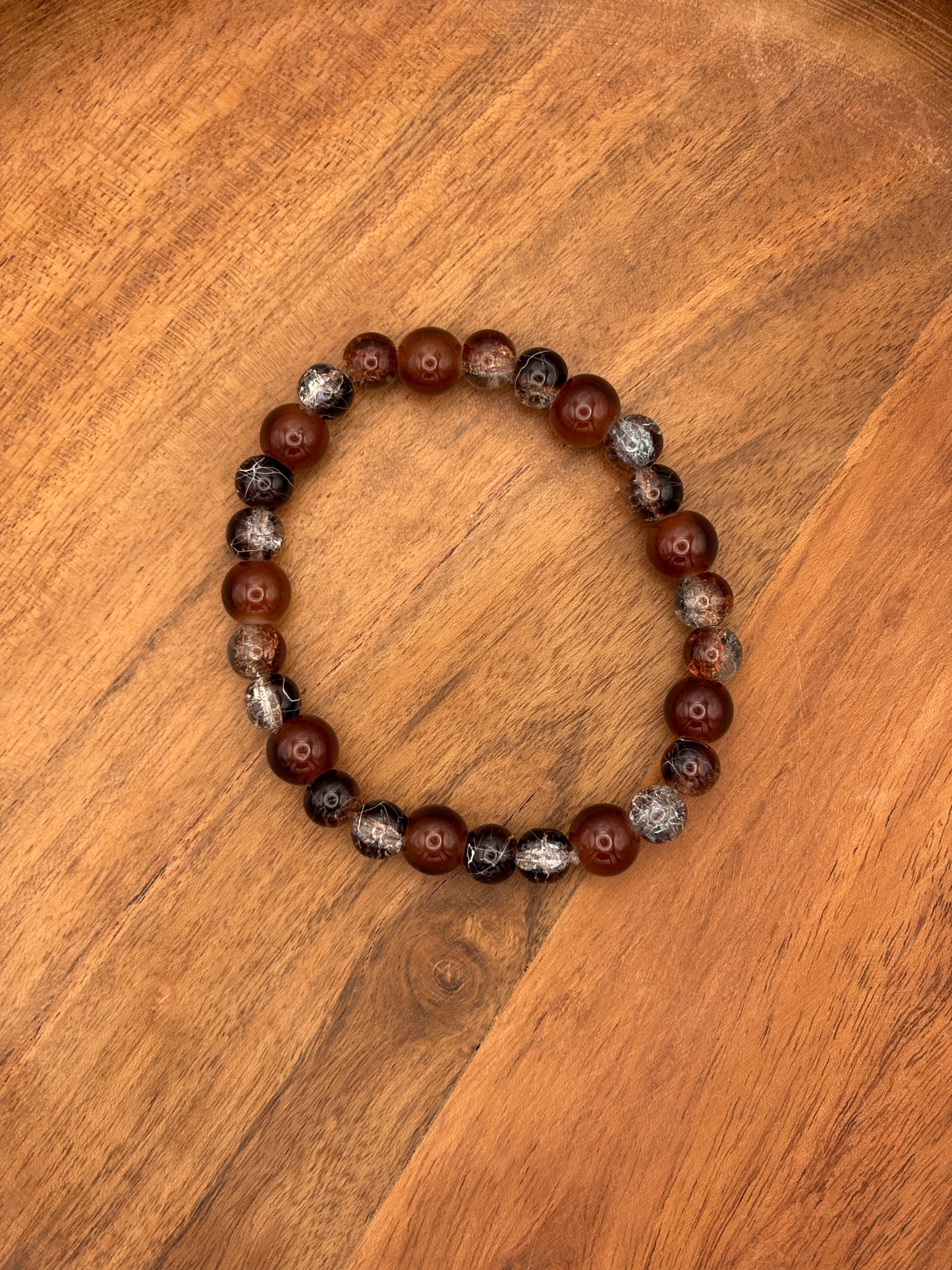 "Mocha" - Handmade Glass Beaded Stretch Bracelet