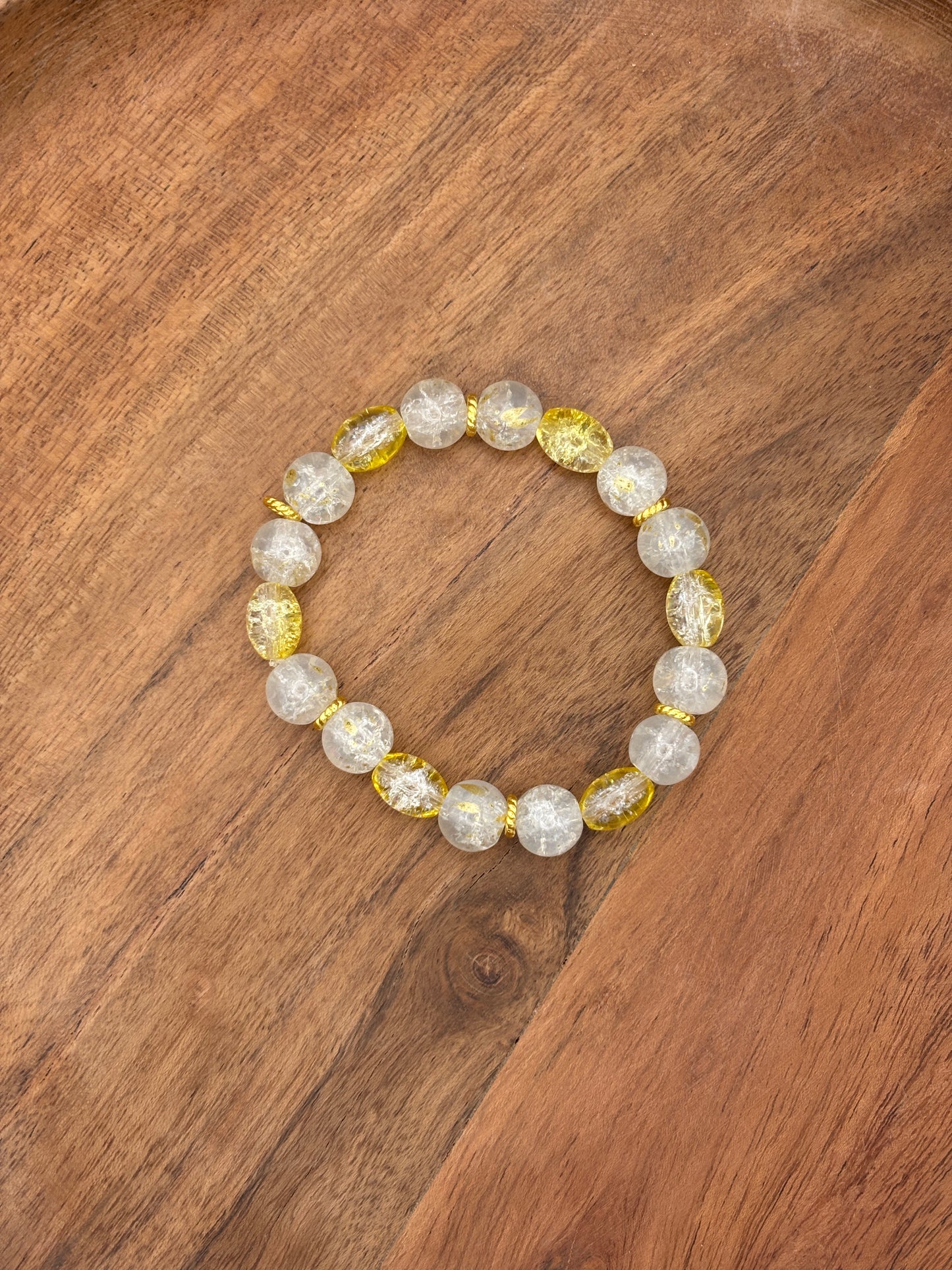 Lemon  Handmade Glass Beaded Stretch Bracelet - 5