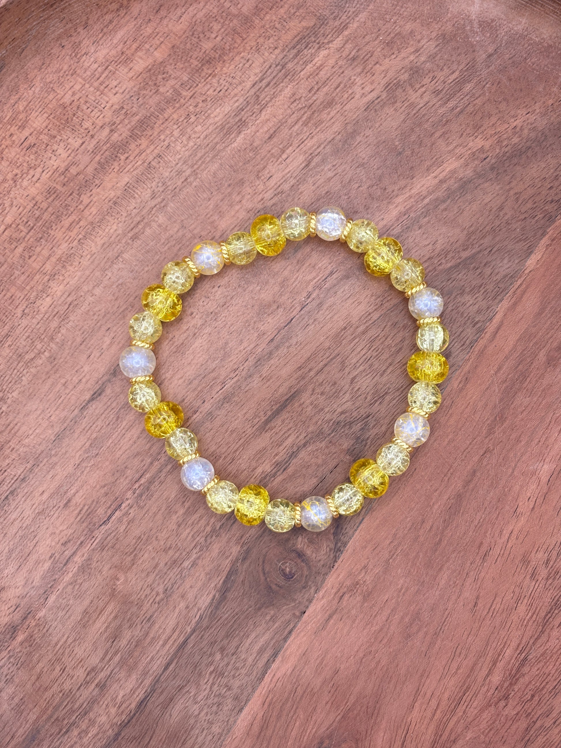 Sunshine  Handmade Glass Beaded Stretch Bracelet - 5