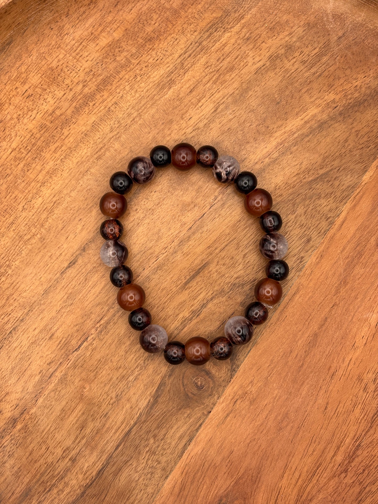 "Iced Mocha" - Handmade Glass Beaded Stretch Bracelet