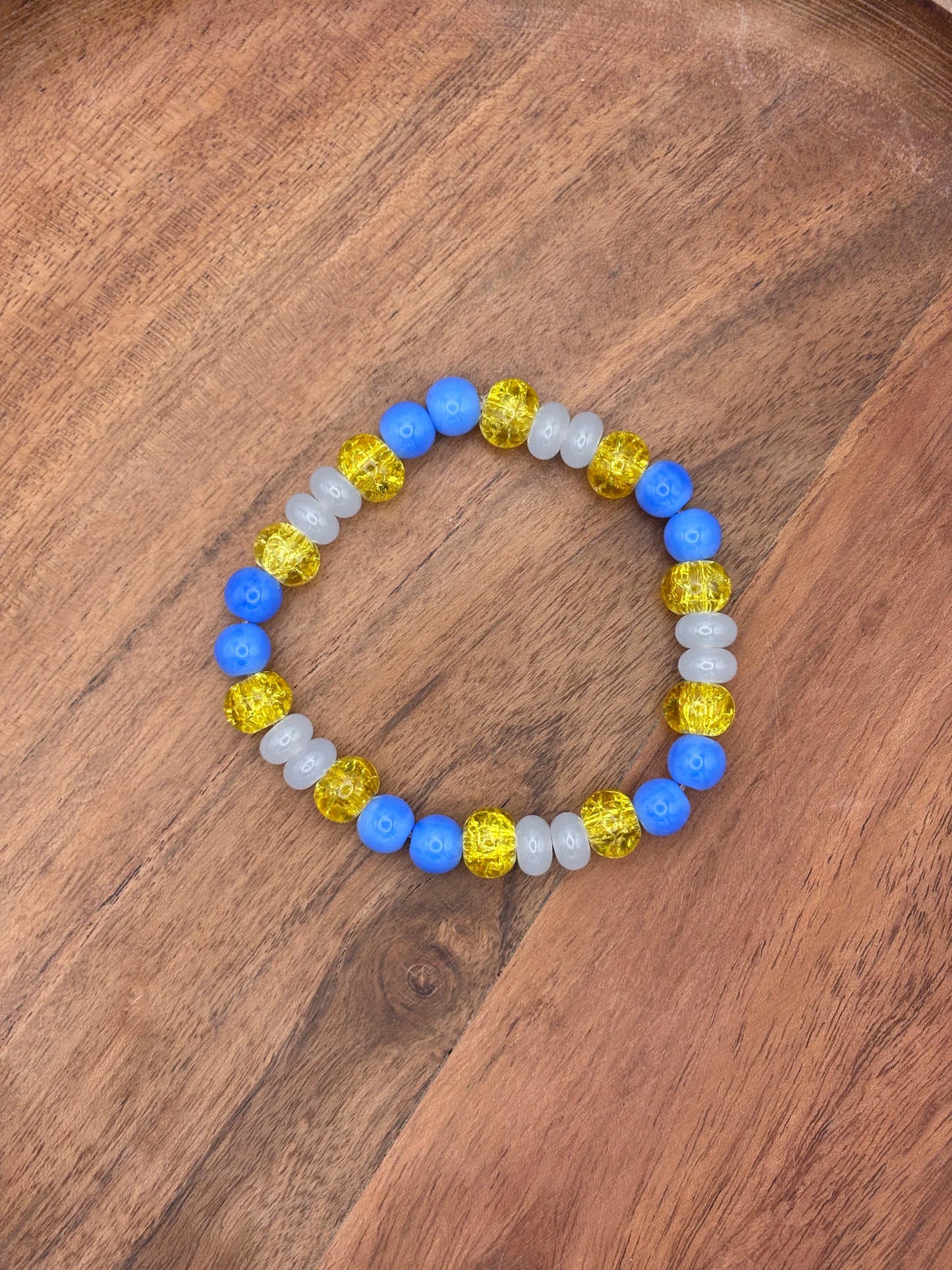 "Bluebonnet II" - Handmade Glass Beaded Stretch Bracelet