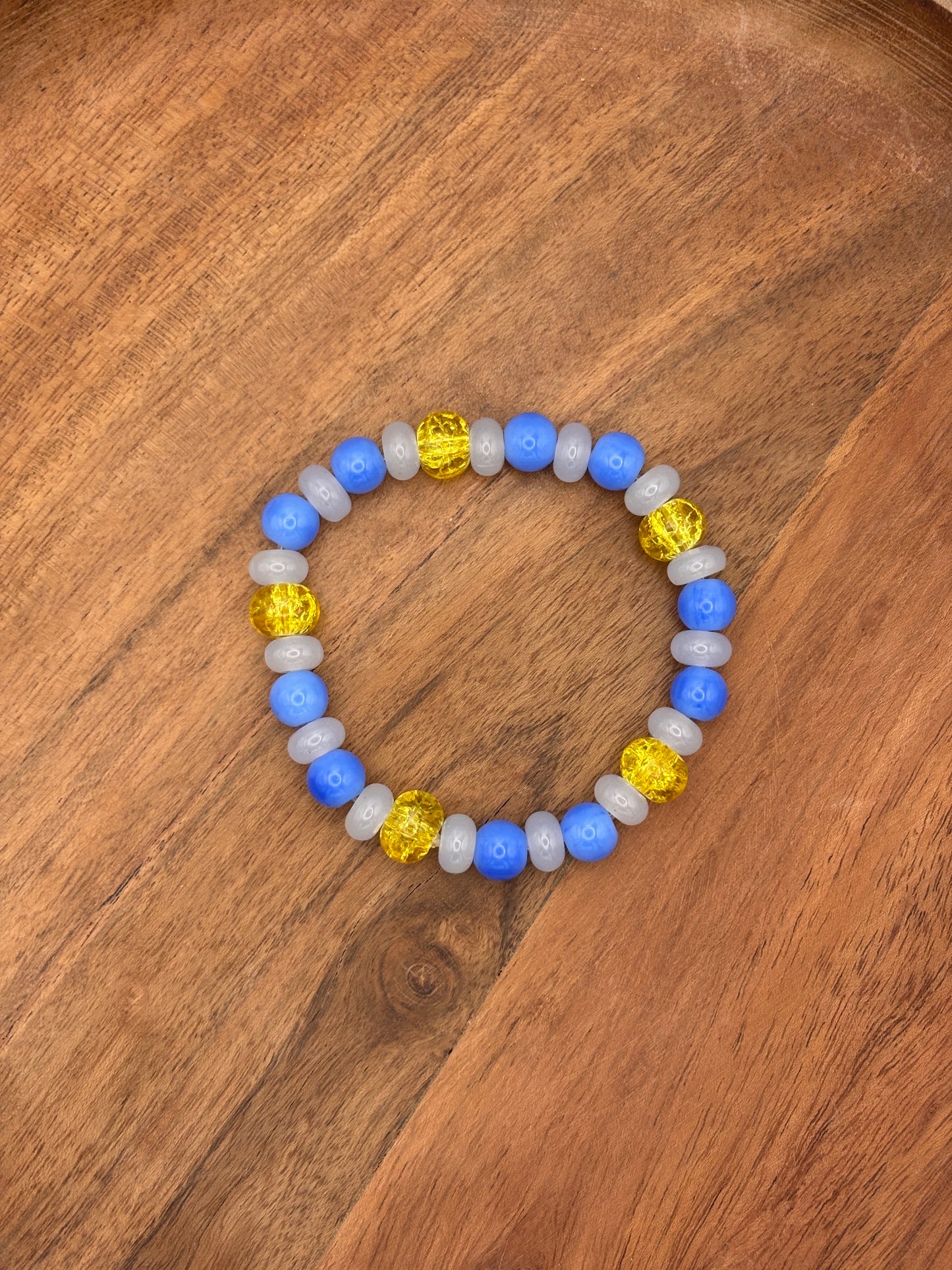 "Bluebonnet" - Handmade Glass Beaded Stretch Bracelet