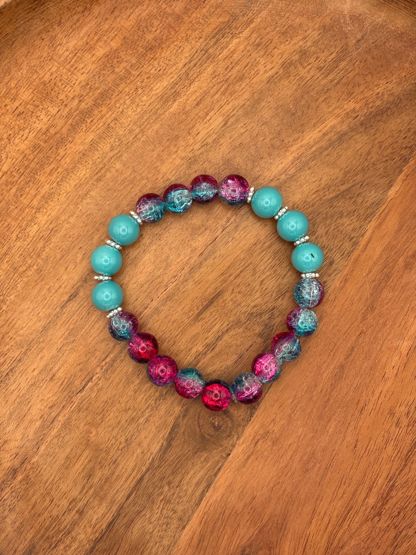 "Gwen III" - Handmade Glass Beaded Stretch Bracelet