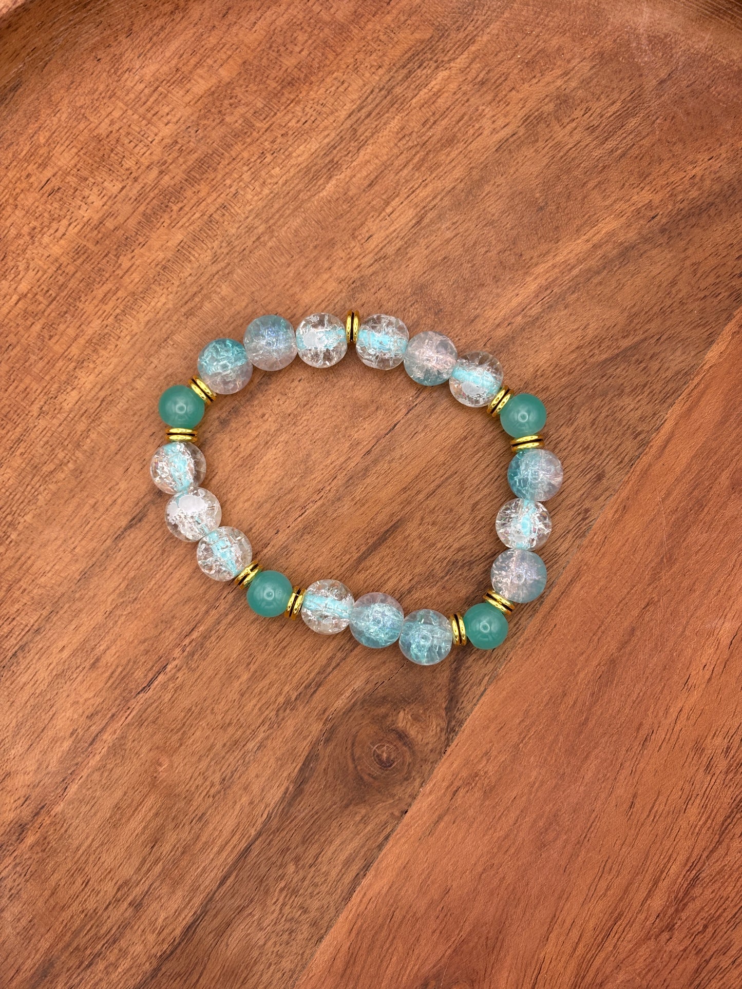 "Water Angel II" - Handmade Glass Beaded Stretch Bracelet