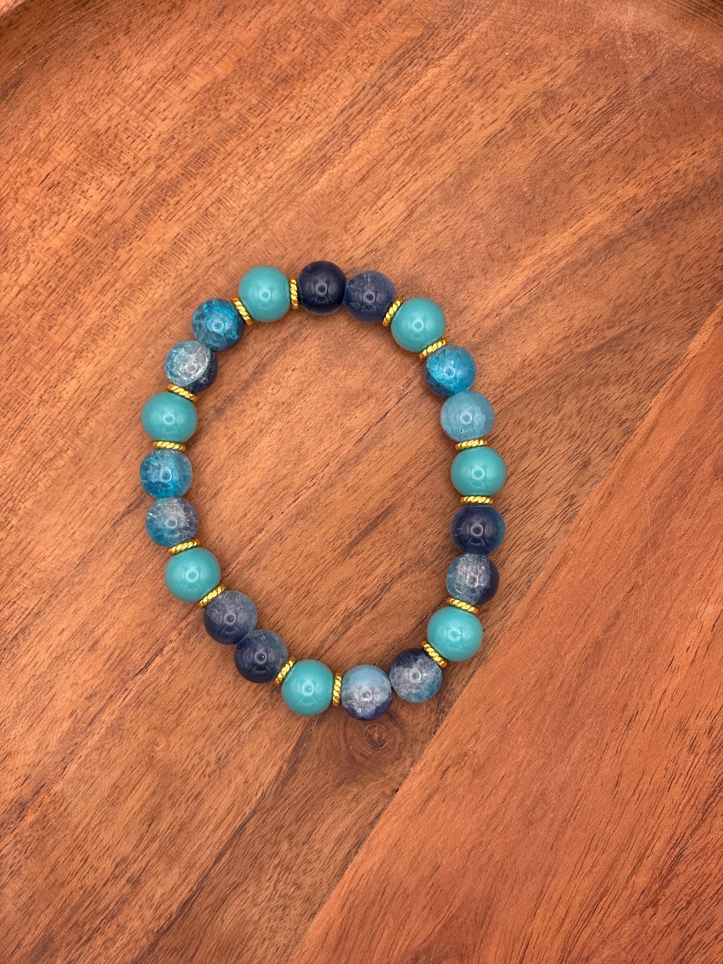 "Caribbean Gold" - Handmade Glass Beaded Stretch Bracelet