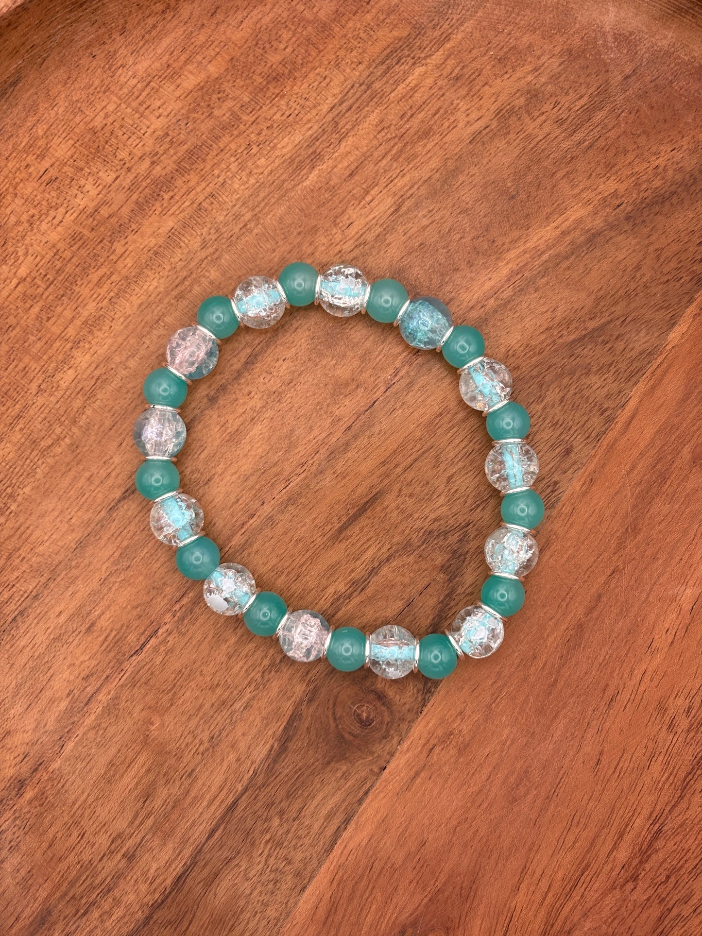"Water Dance II" - Handmade Glass Beaded Stretch Bracelet