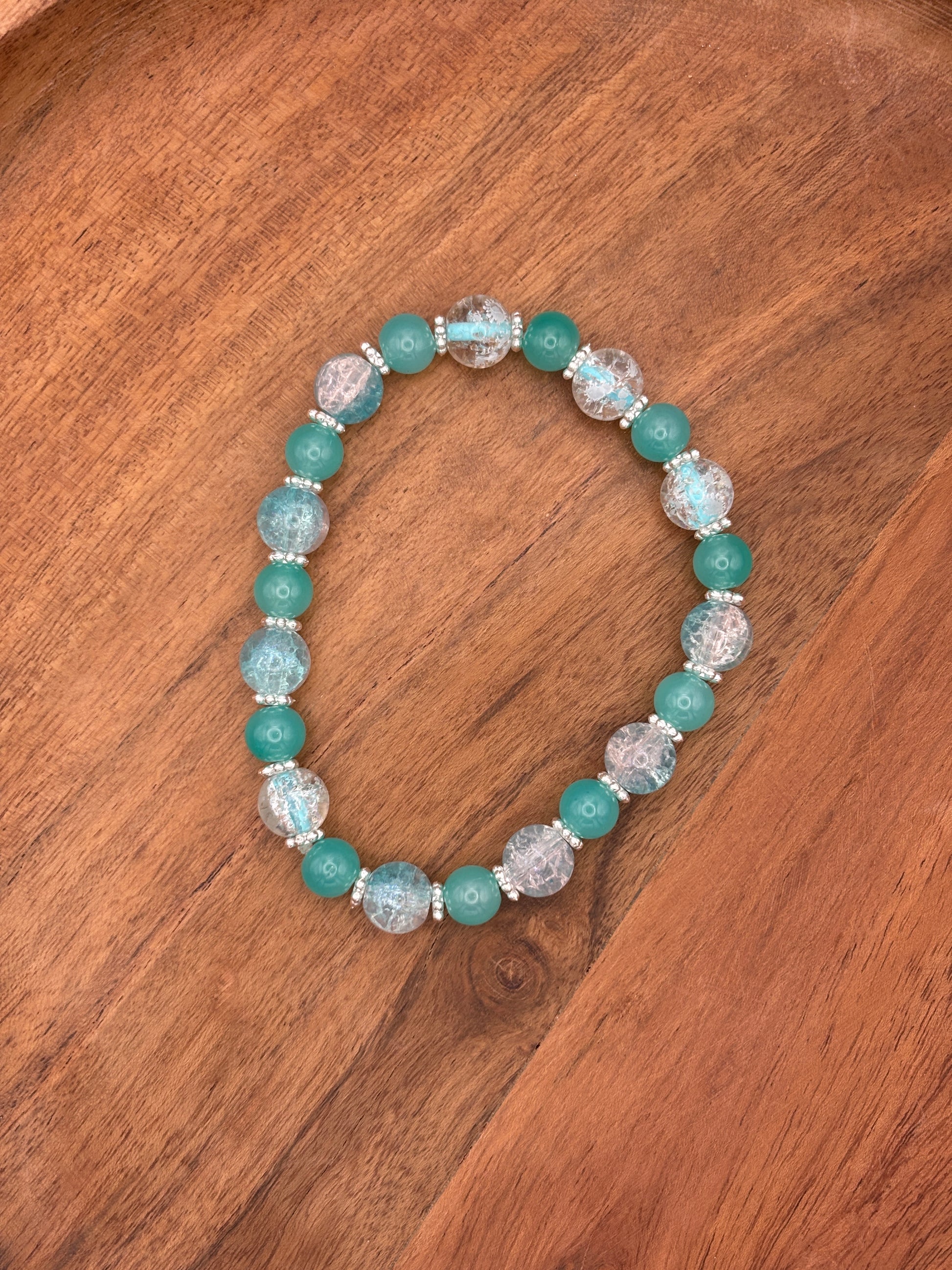 Sea Spray III  Handmade Glass Beaded Stretch Bracelet - 5