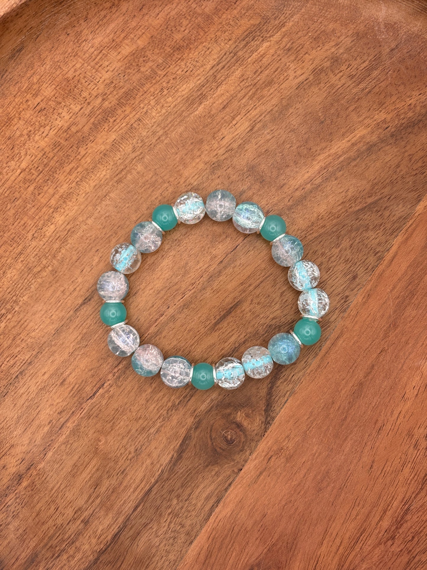 "Water Dance" - Handmade Glass Beaded Stretch Bracelet