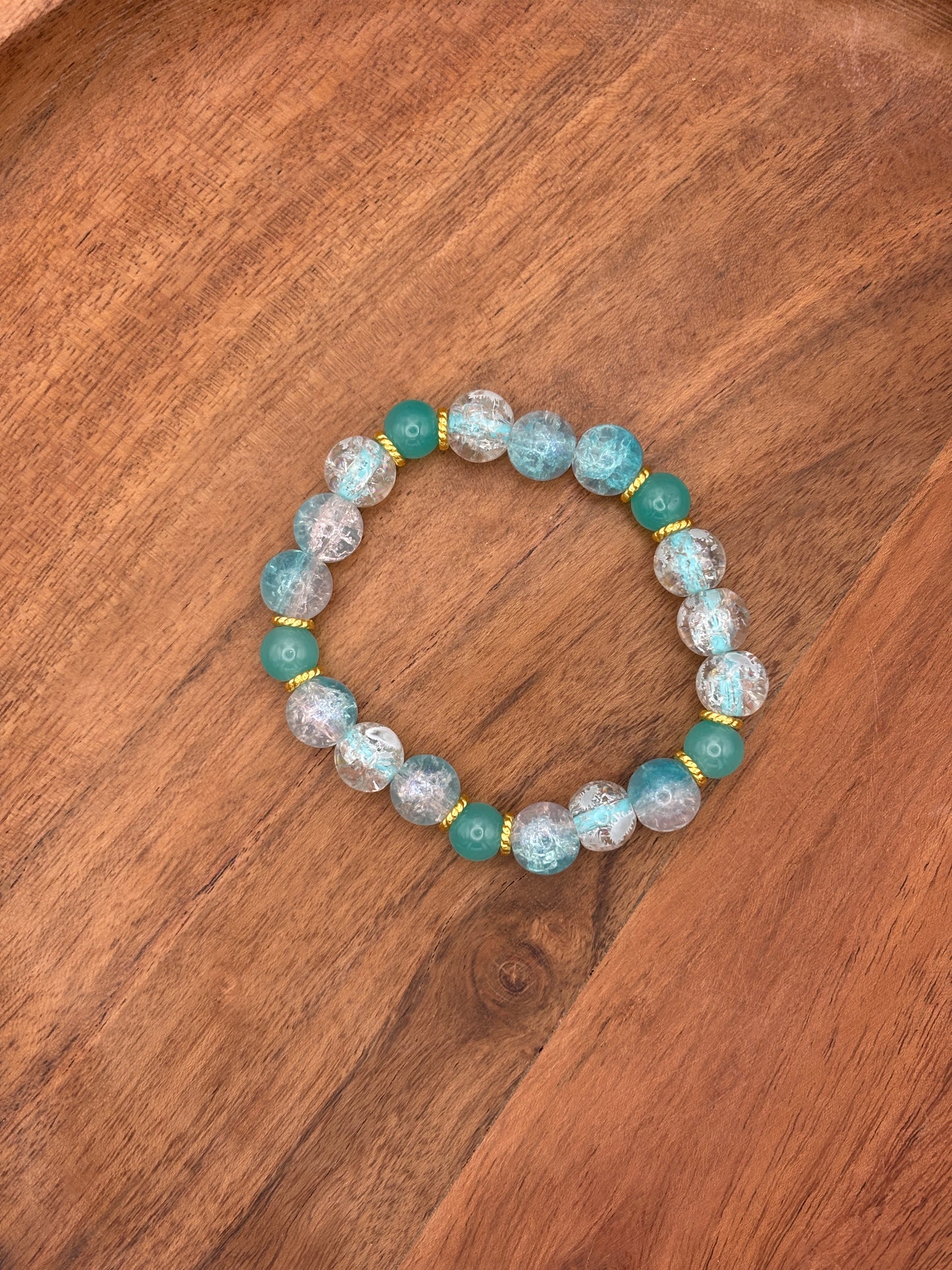"Water Angel" - Handmade Glass Beaded Stretch Bracelet