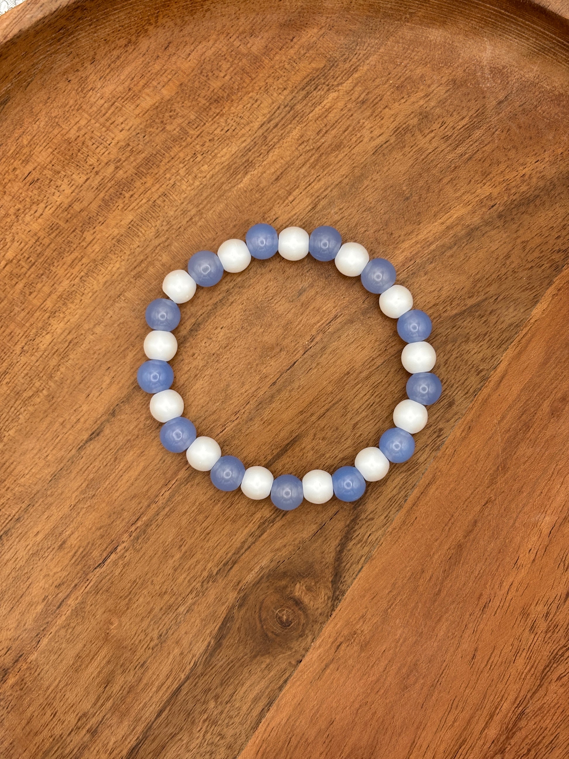 Simplicity  Handmade Glass Beaded Stretch Bracelet - 5