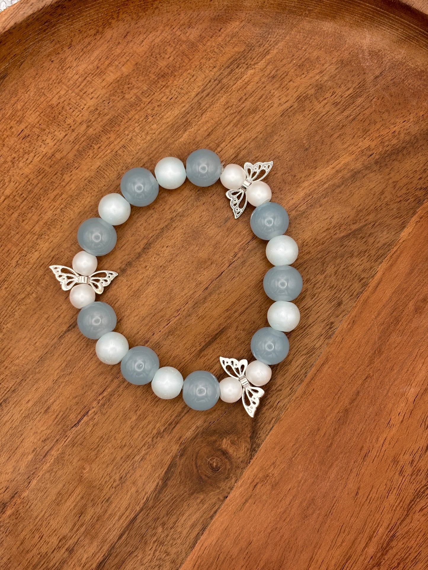"Flutter" - Handmade Glass Beaded Stretch Bracelet
