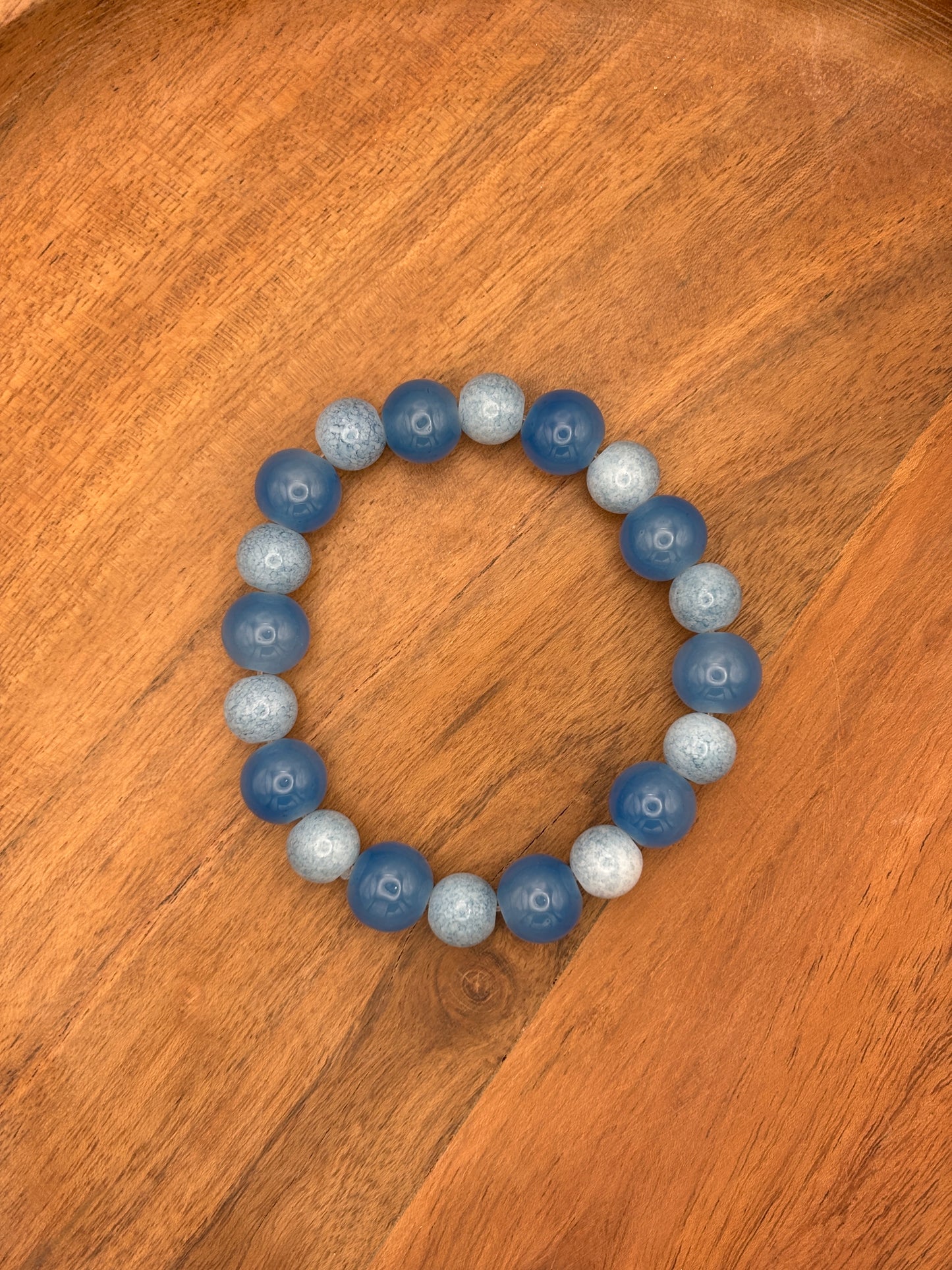 "Denim Blues" - Handmade Glass Beaded Stretch Bracelet