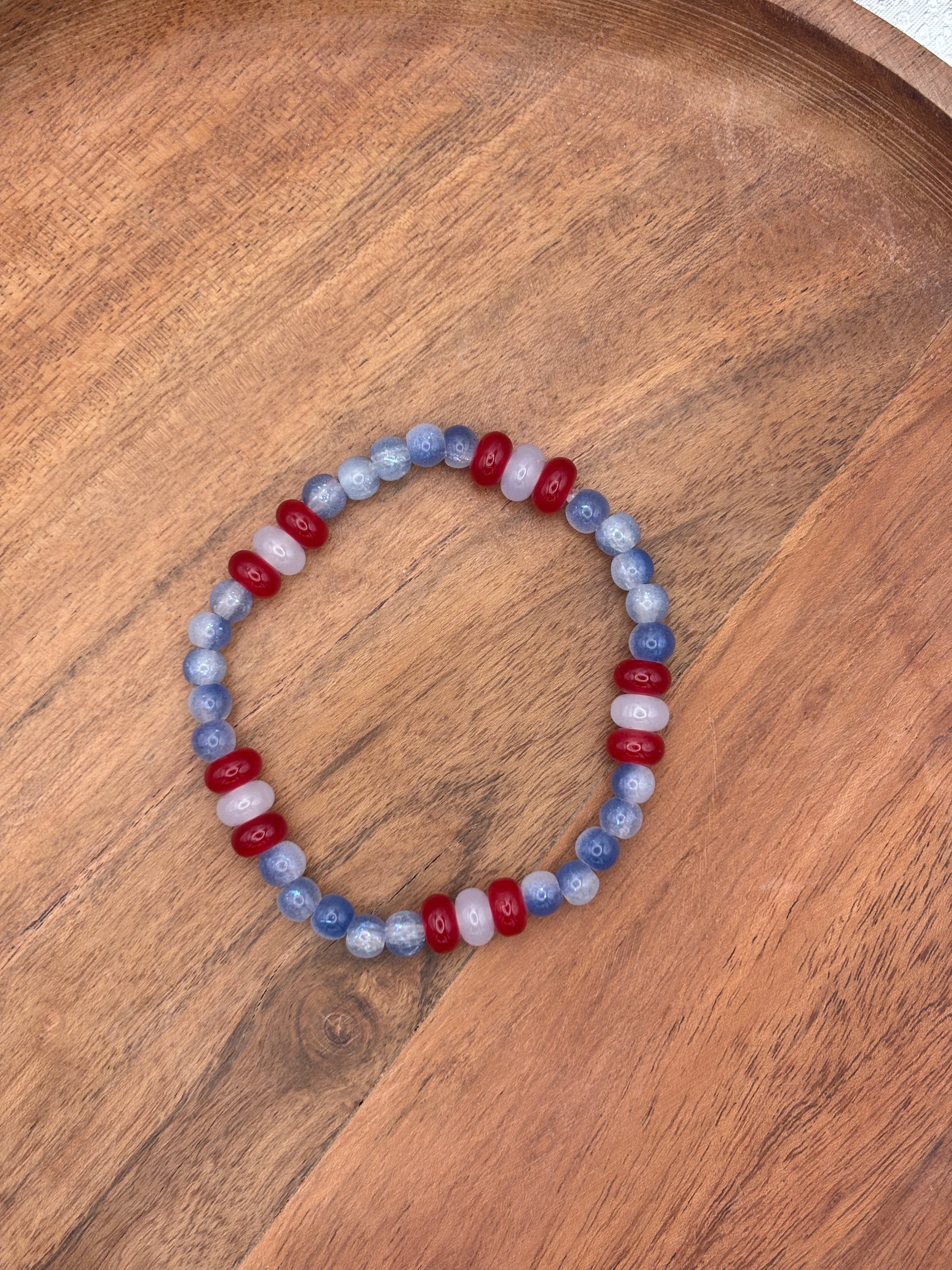 Texas  Handmade Glass Beaded Stretch Bracelet - 5