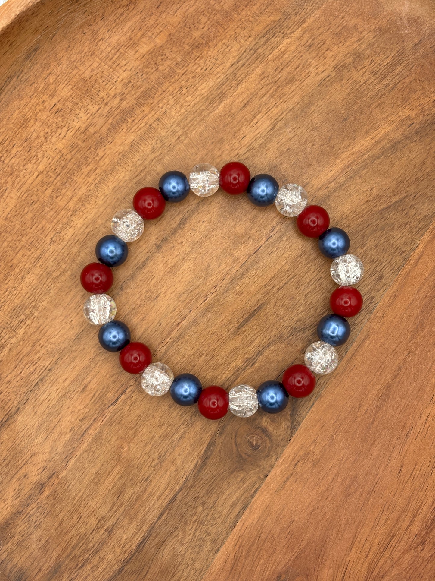 Texas Twister  Handmade Glass Beaded Stretch Bracelet - 5