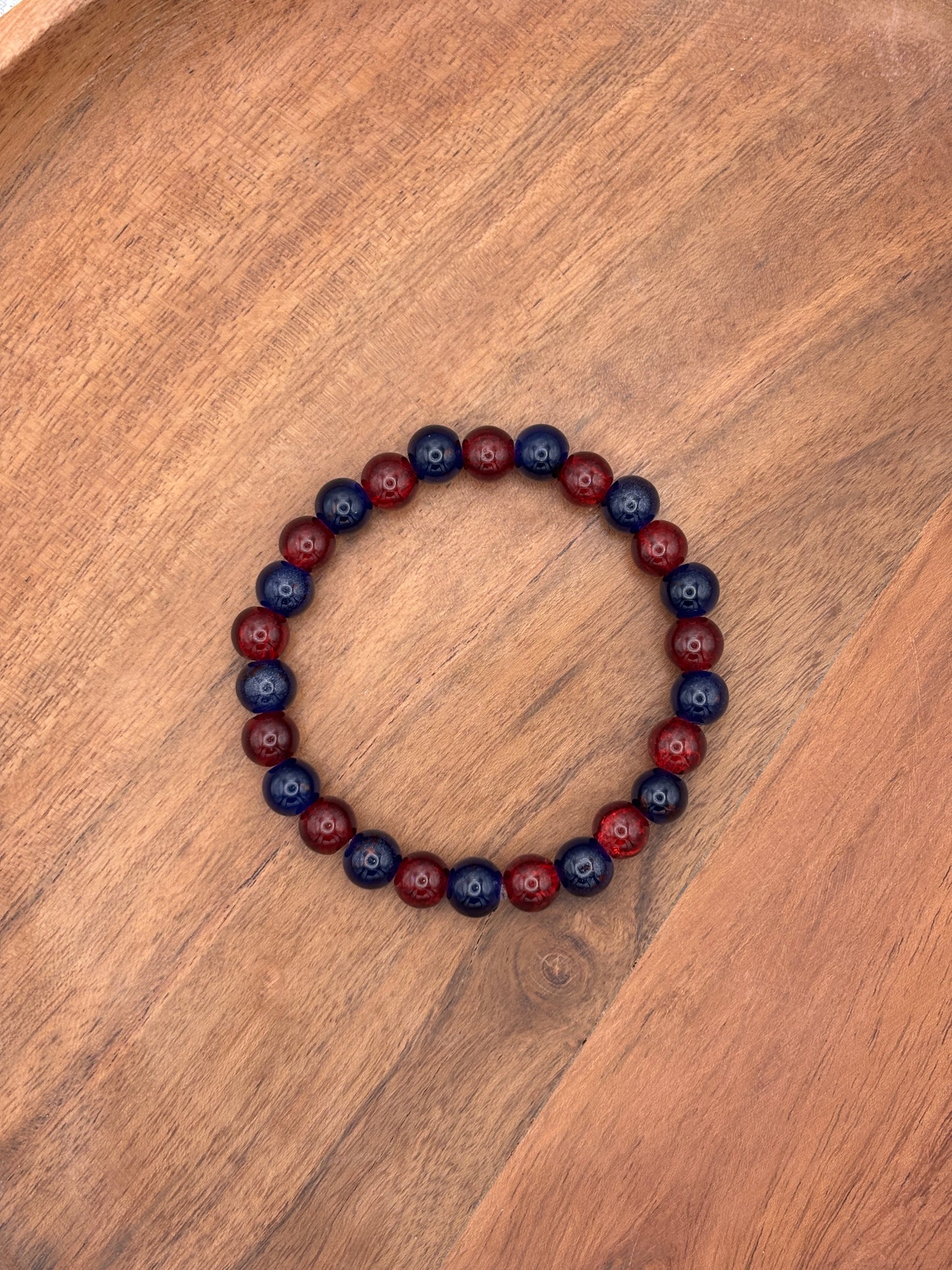 "America II" - Handmade Glass Beaded Stretch Bracelet