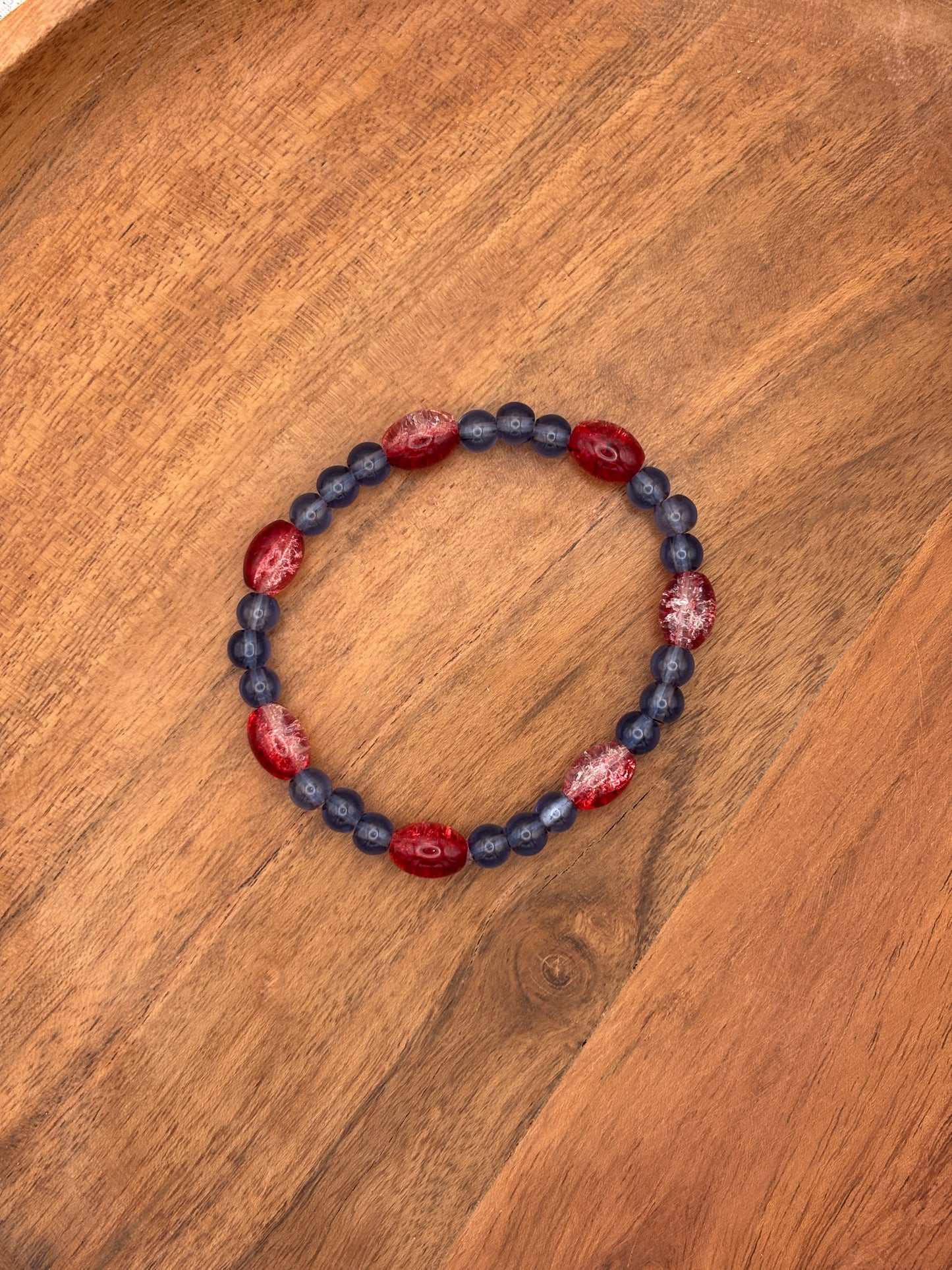 "Patriotic" - Handmade Glass Beaded Stretch Bracelet