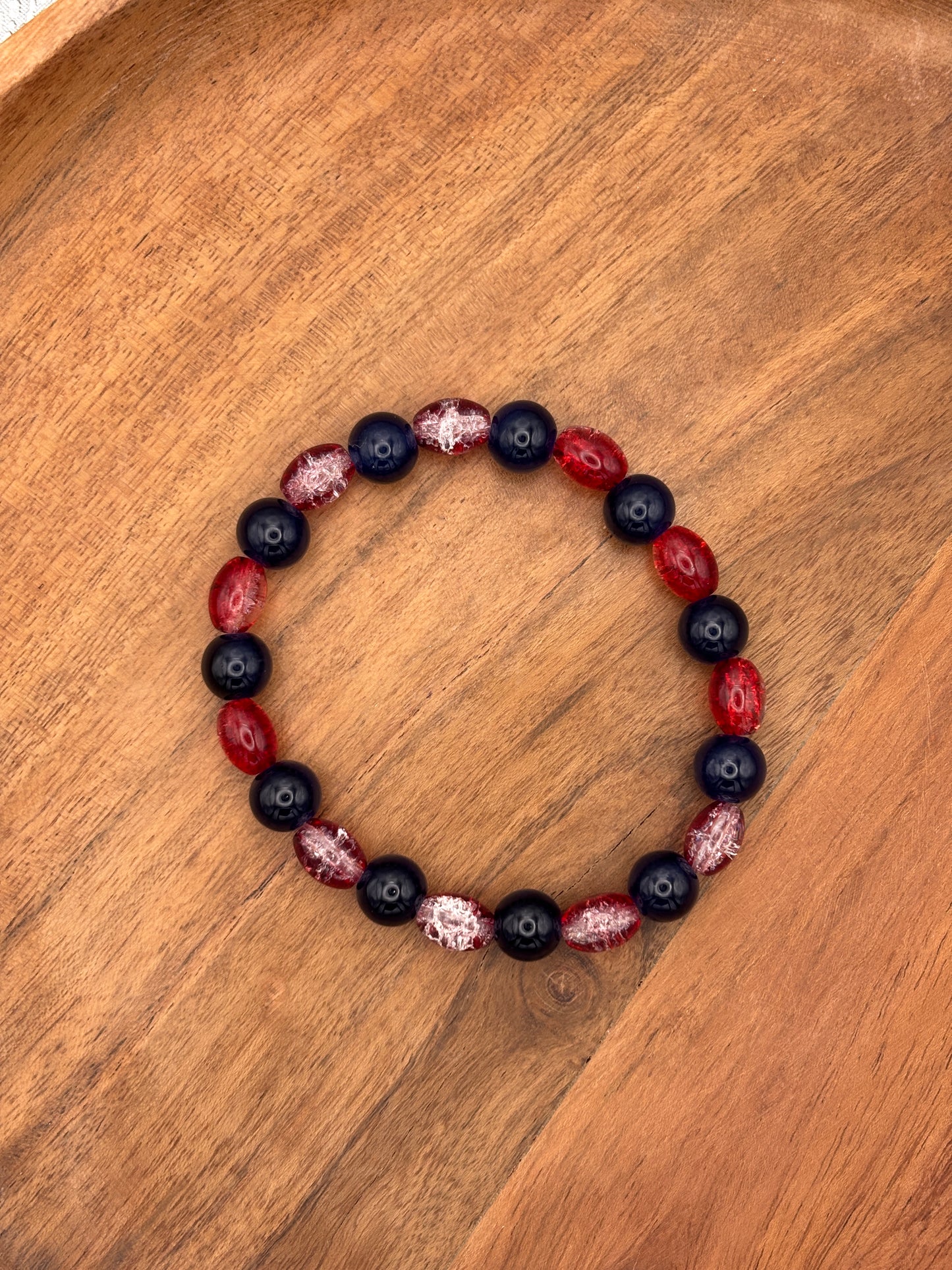 "America" - Handmade Glass Beaded Stretch Bracelet