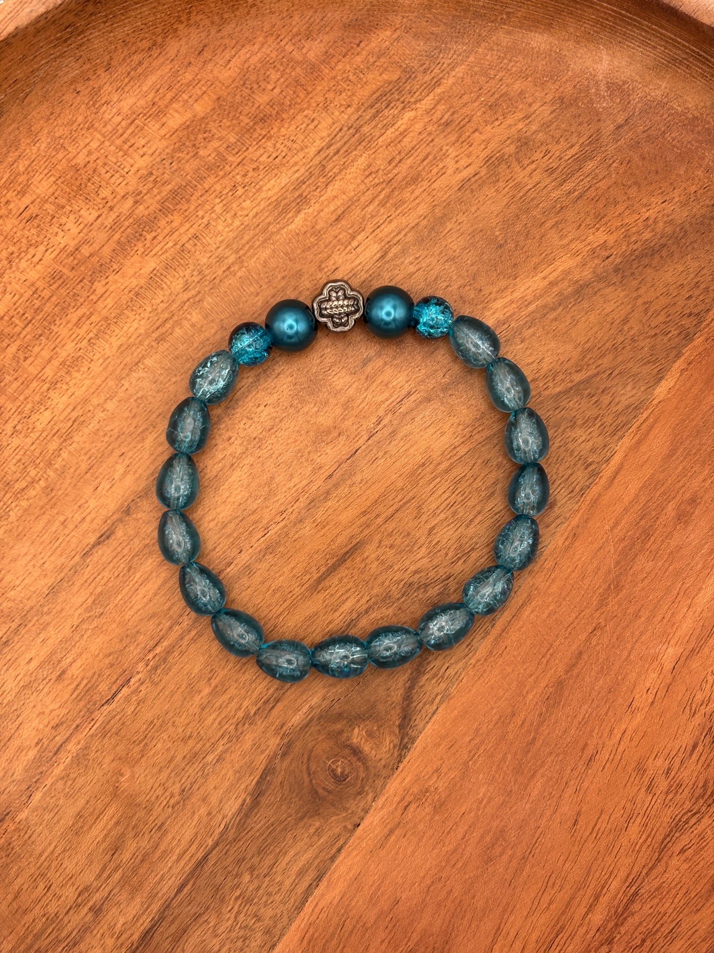 "Ocean Wave II" - Handmade Glass Beaded Stretch Bracelet