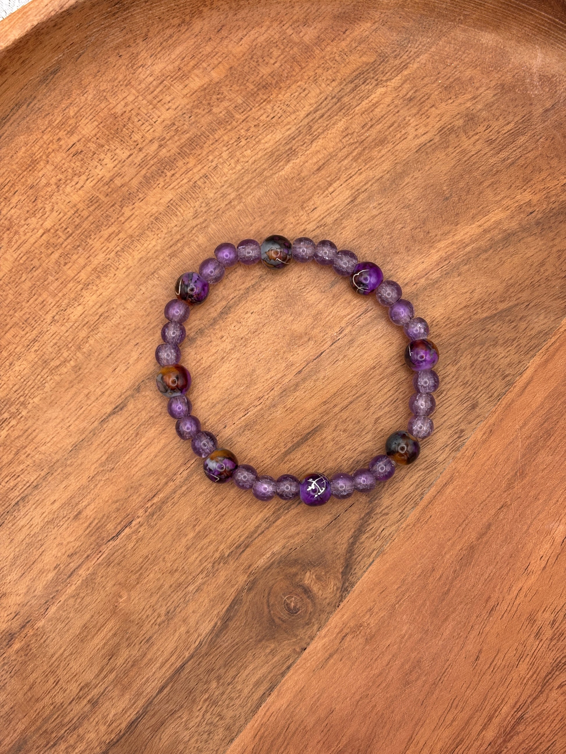 Phoebe II  Handmade Glass Beaded Stretch Bracelet - 5