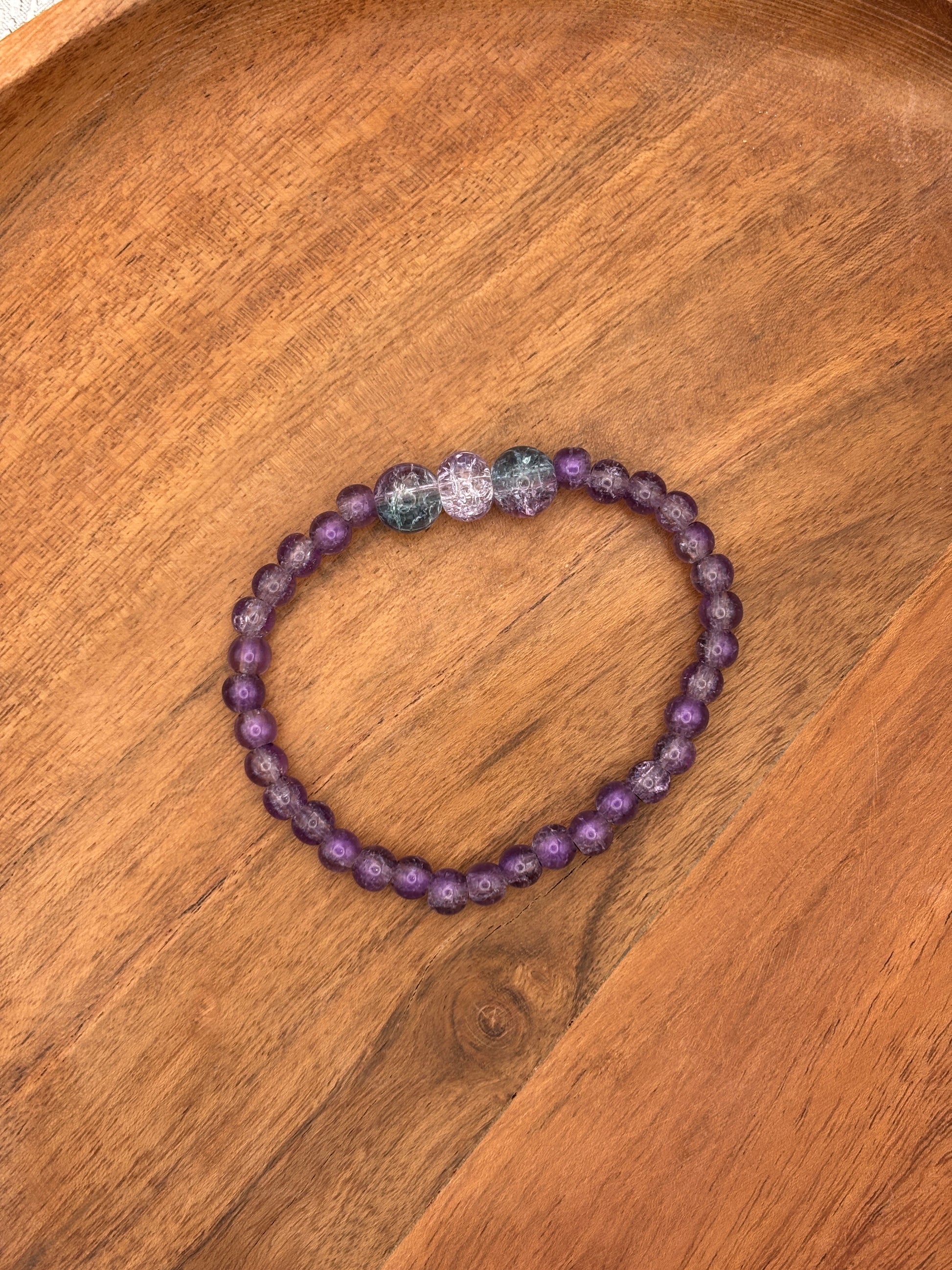 Jasmine  Handmade Glass Beaded Stretch Bracelet - 5