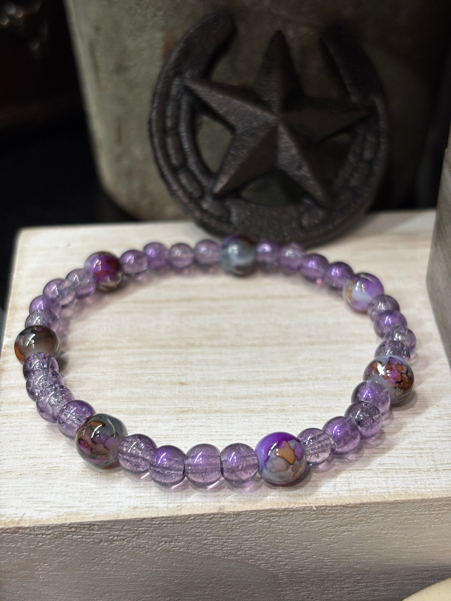 "Phoebe" - Handmade Glass Beaded Stretch Bracelet