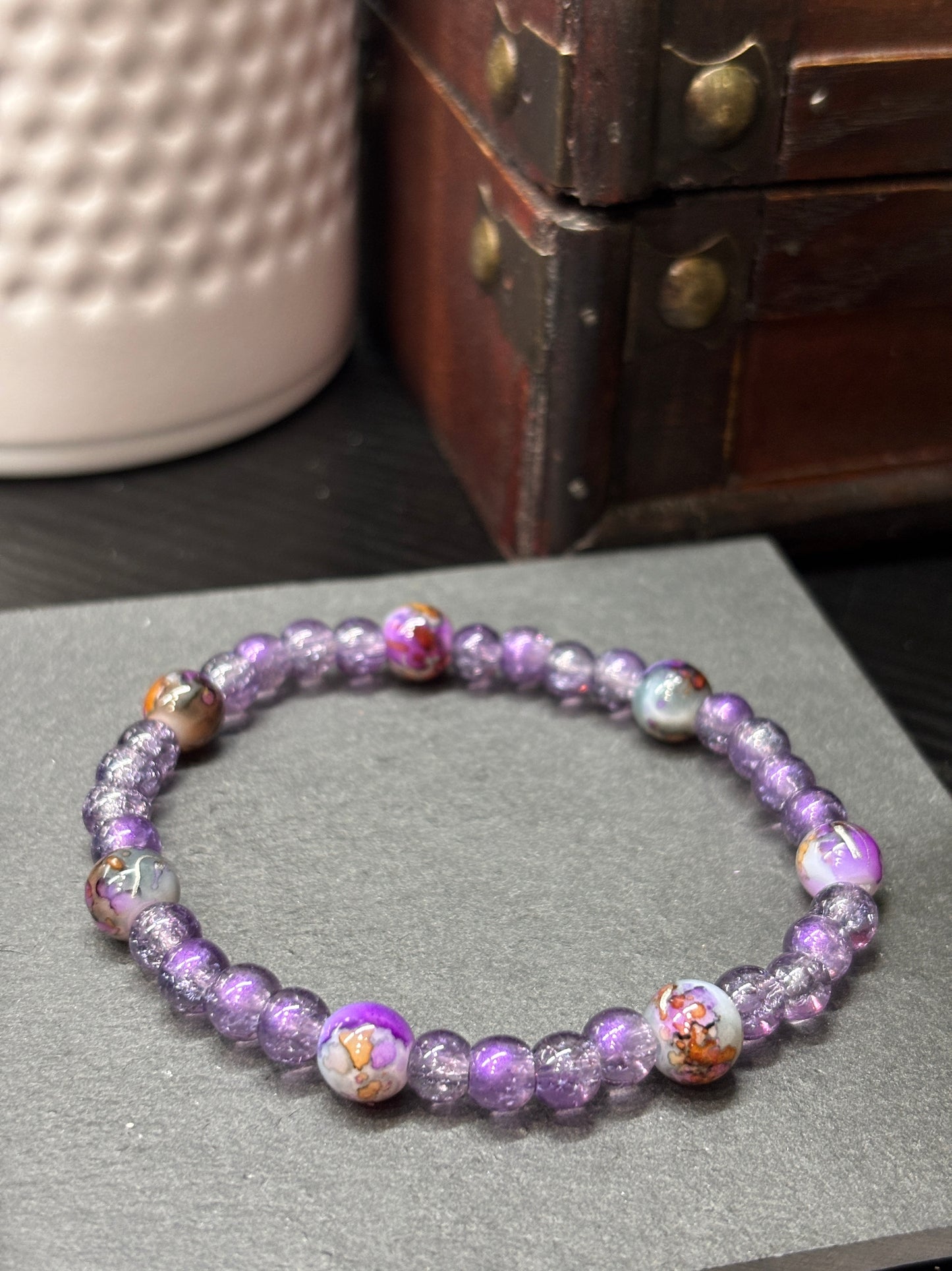 "Phoebe" - Handmade Glass Beaded Stretch Bracelet