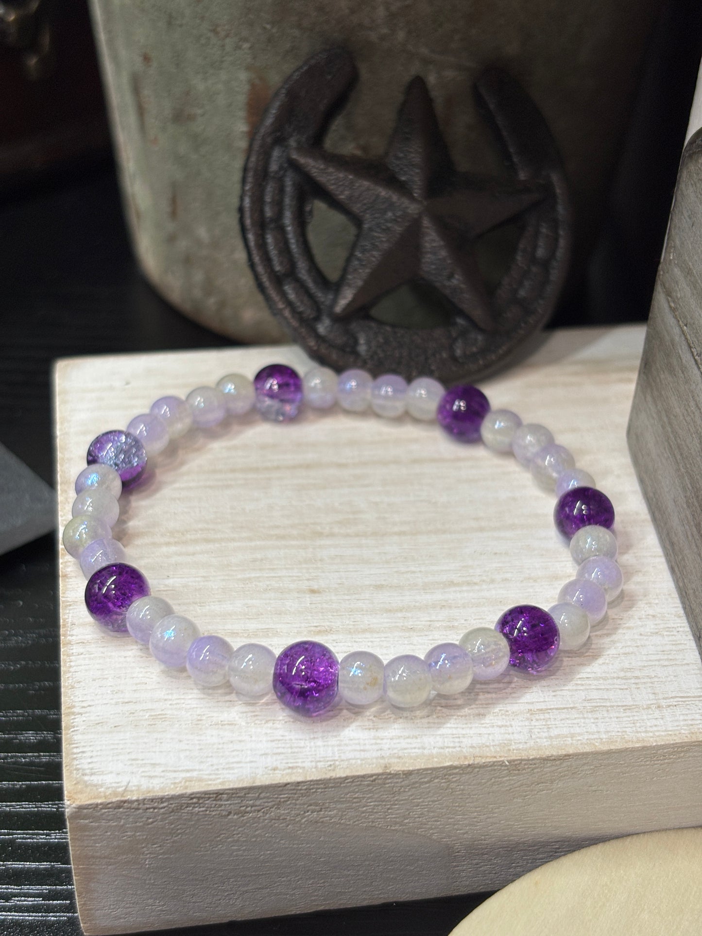 Penelope  Handmade Glass Beaded Stretch Bracelet - 2