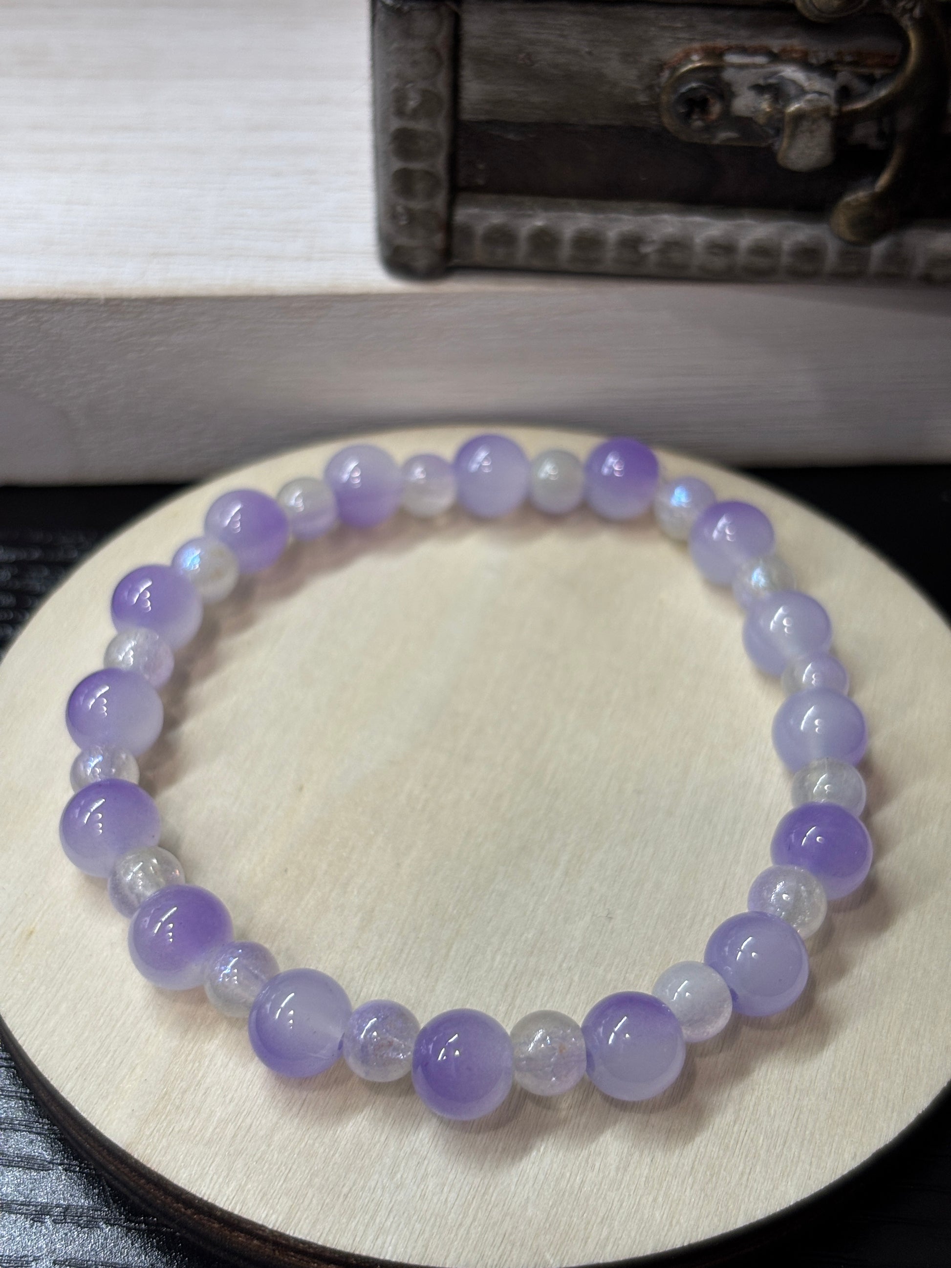Daphne  Handmade Glass Beaded Stretch Bracelet - 1