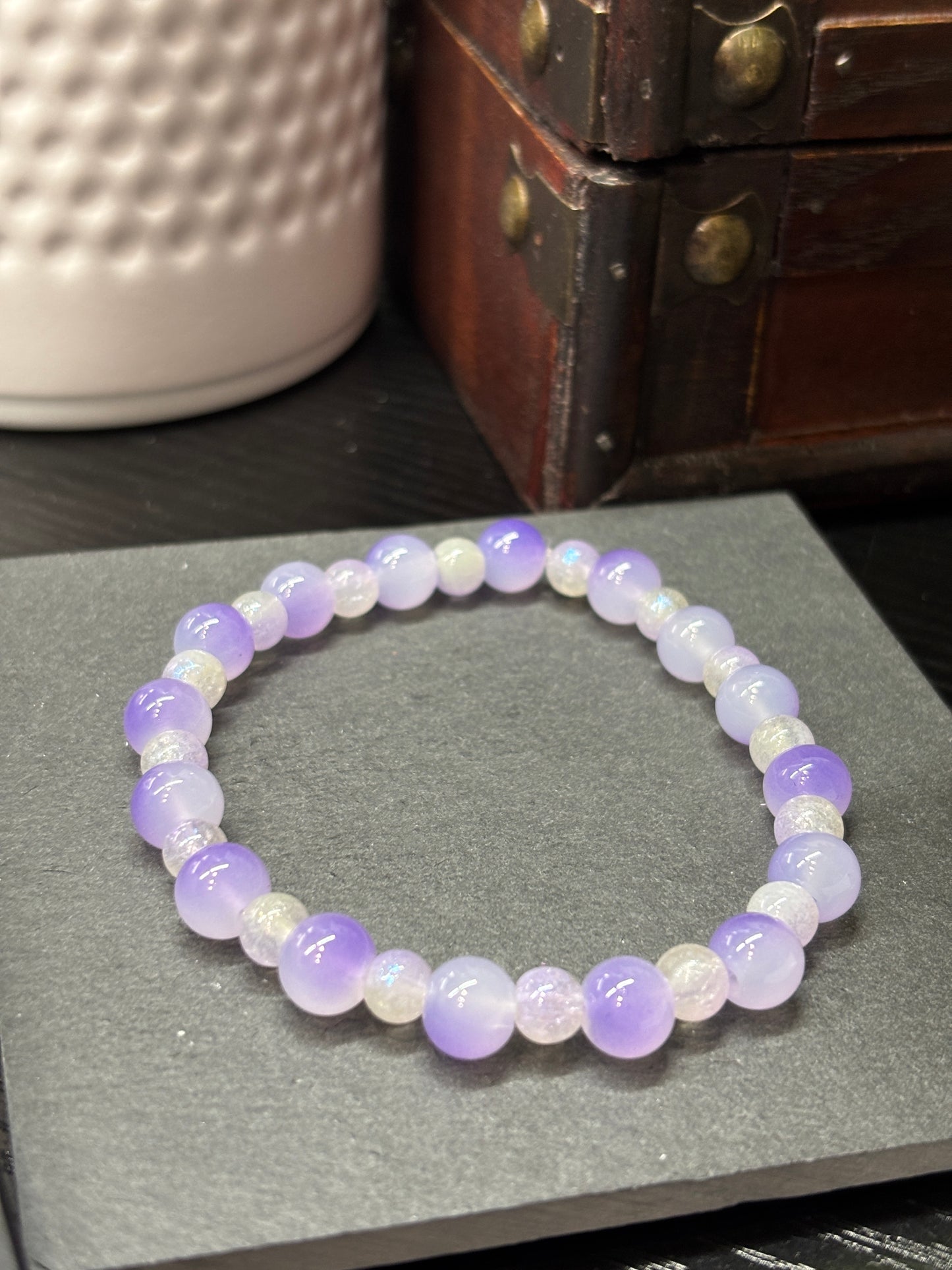 Daphne  Handmade Glass Beaded Stretch Bracelet - 2