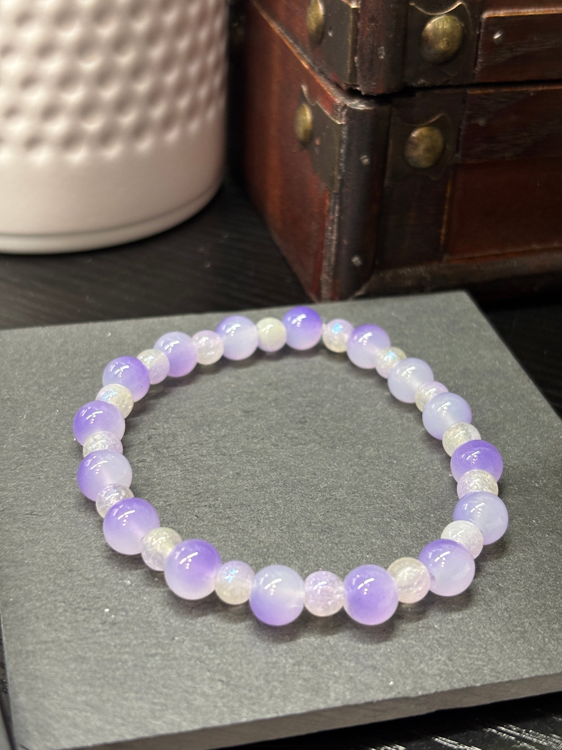 Daphne  Handmade Glass Beaded Stretch Bracelet - 2