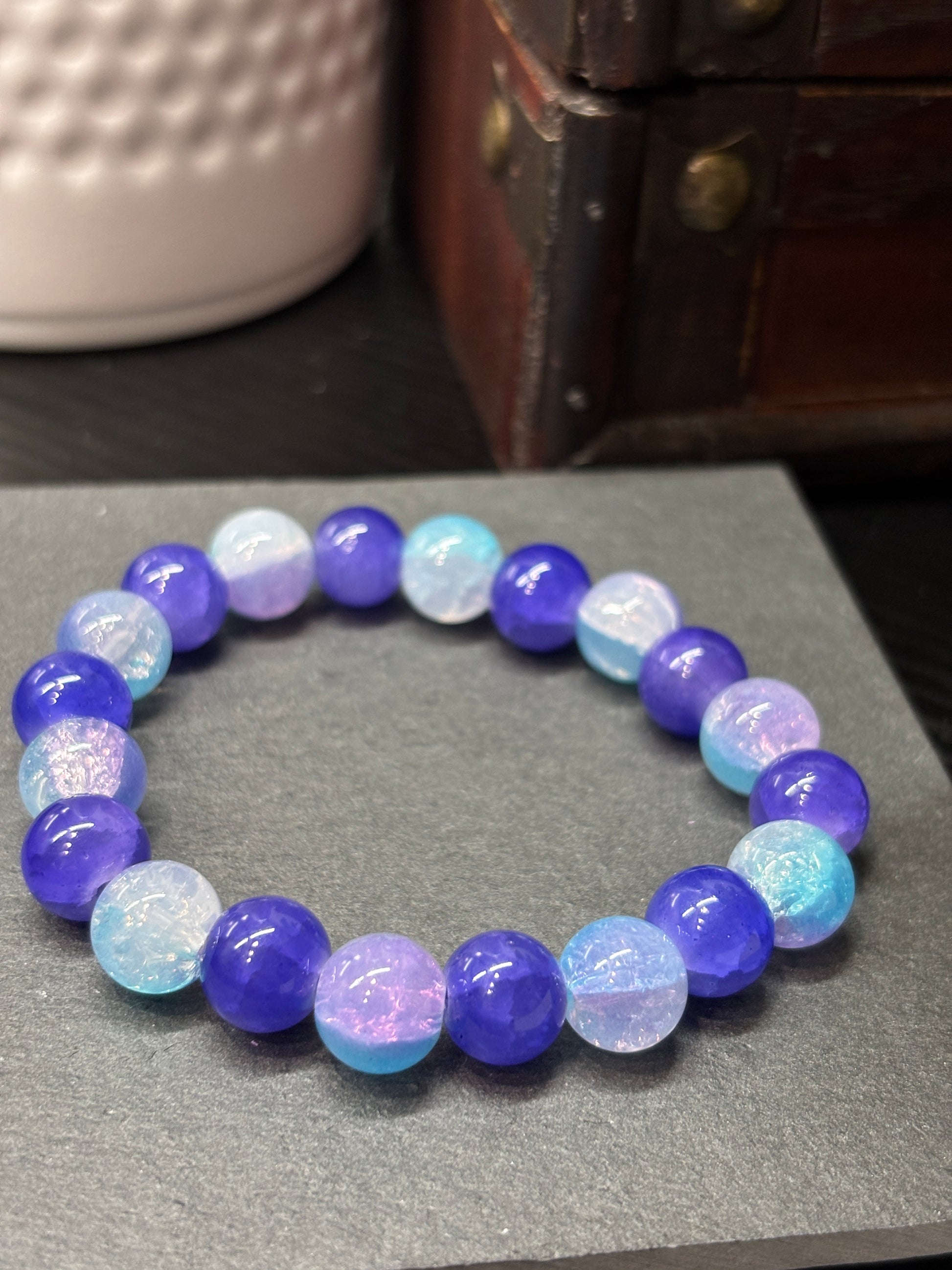 Violet Waters  Handmade Glass Beaded Stretch Bracelet - 3