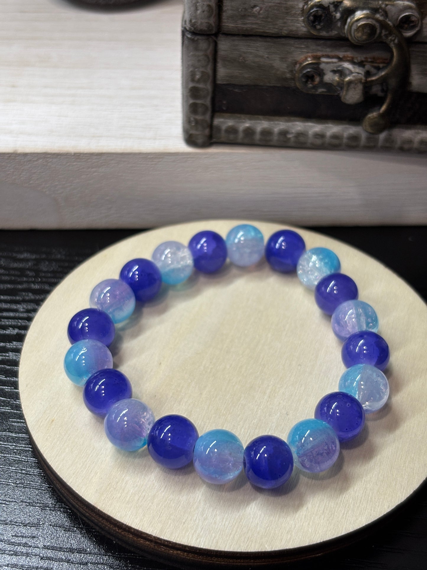 Violet Waters  Handmade Glass Beaded Stretch Bracelet - 4