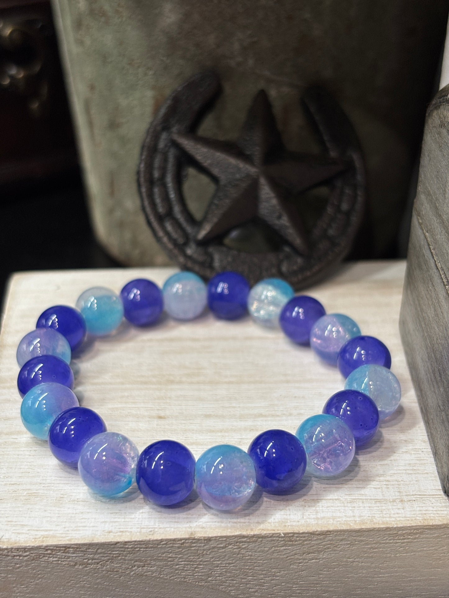 Violet Waters  Handmade Glass Beaded Stretch Bracelet - 1