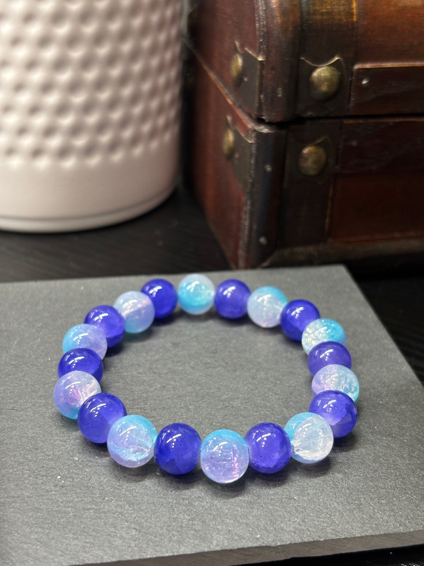 Violet Waters  Handmade Glass Beaded Stretch Bracelet - 2