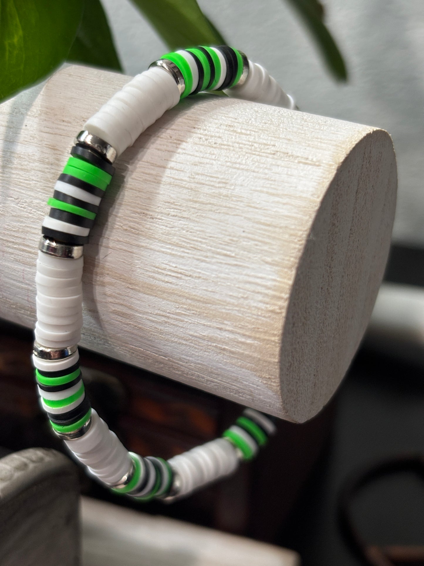 "Glow Storm" - Handmade Clay Heishi Bead Stretch Bracelet