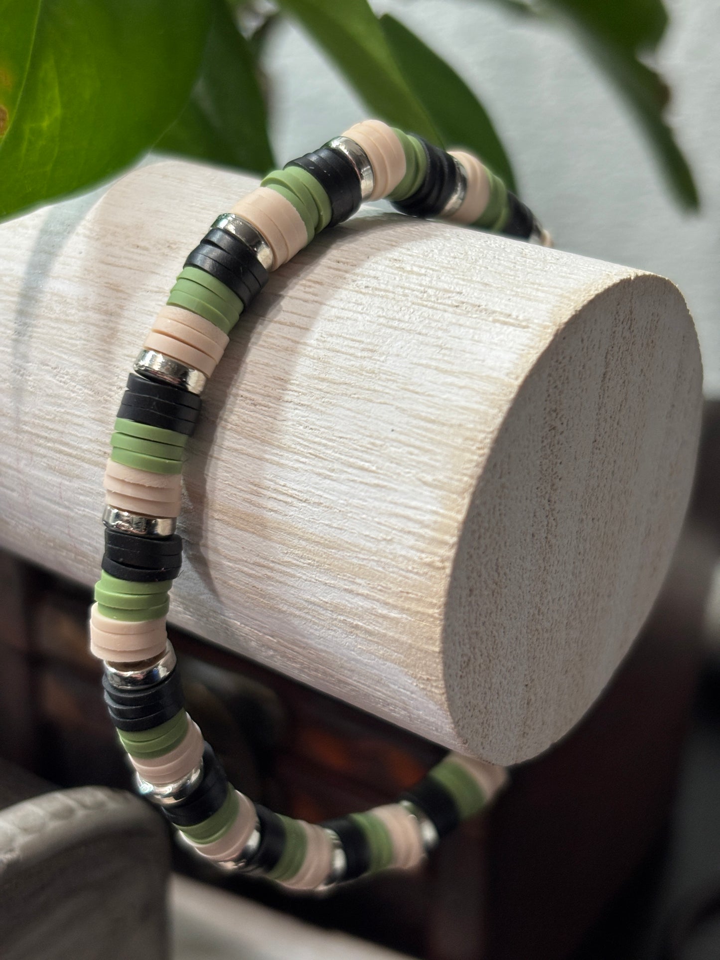 "Mystic Terrain" - Handmade Clay Heishi Bead Stretch Bracelet