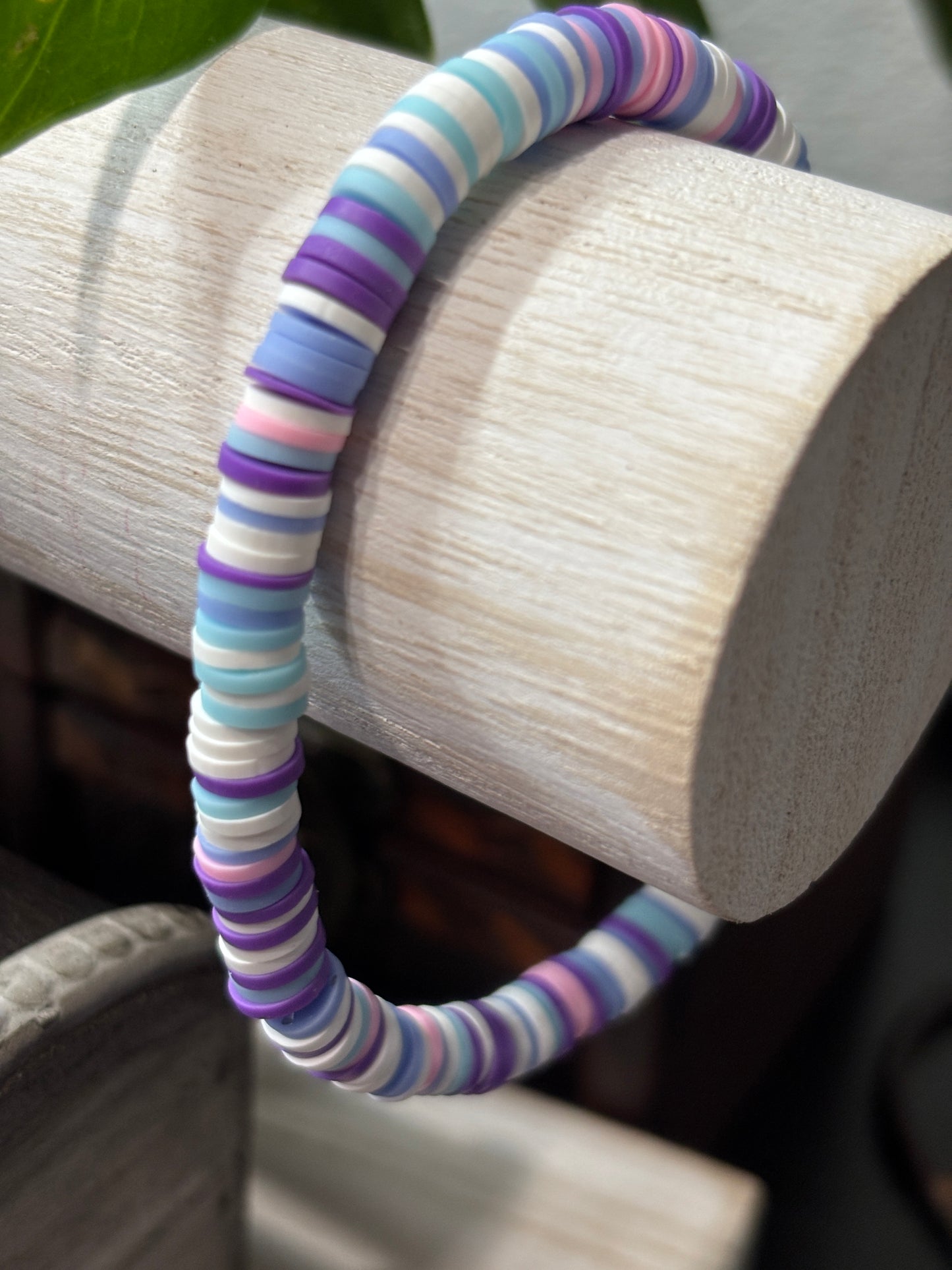 "Sugar Plum Dream" - Handmade Clay Heishi Bead Stretch Bracelet