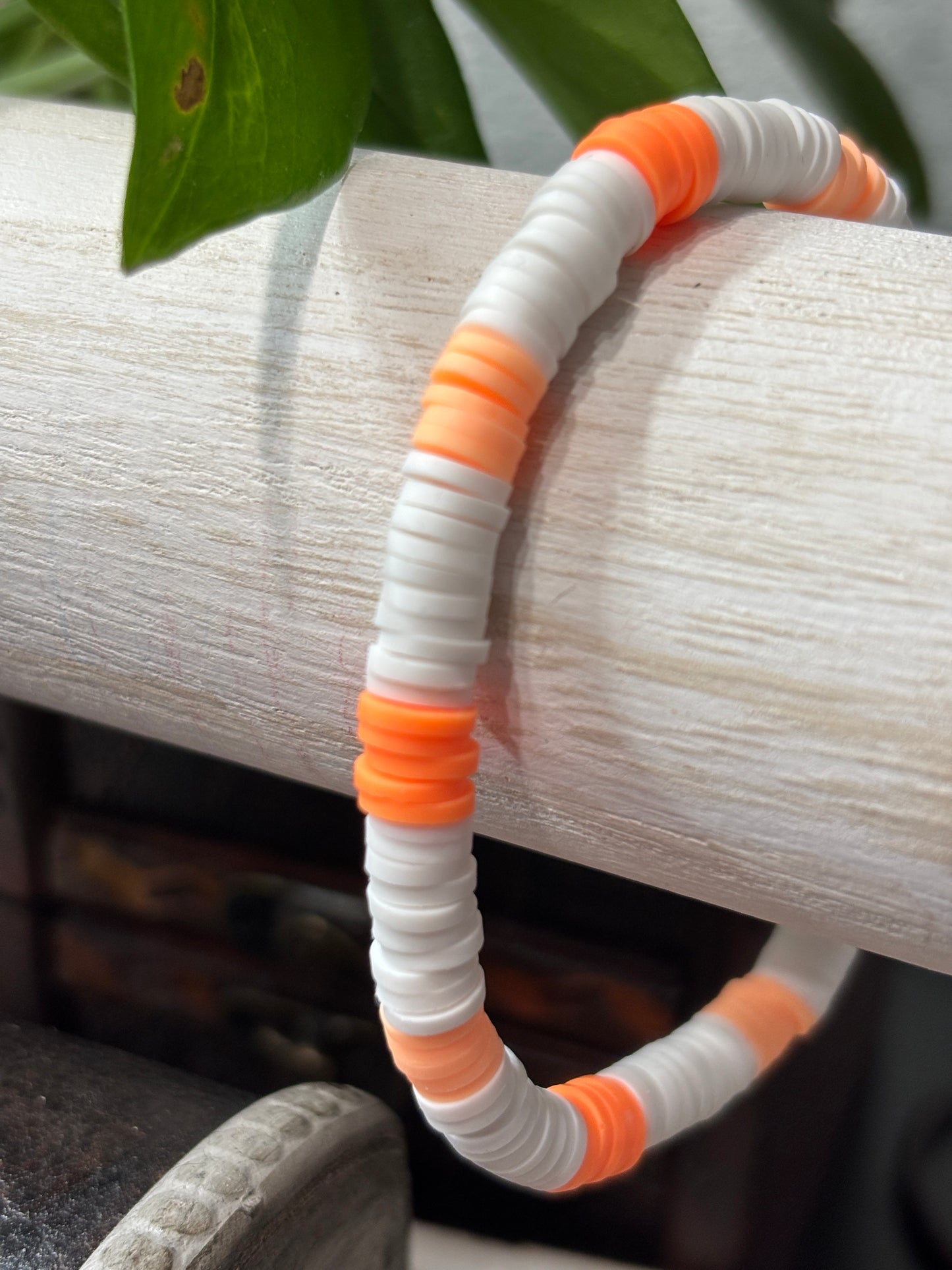 "Marmalade Dream" - Handmade Clay Heishi Bead Stretch Bracelet