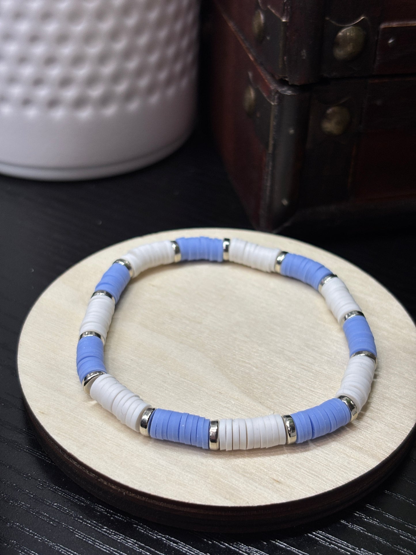 Bluebell Handmade Clay Heishi Bead Stretch Bracelet - 2