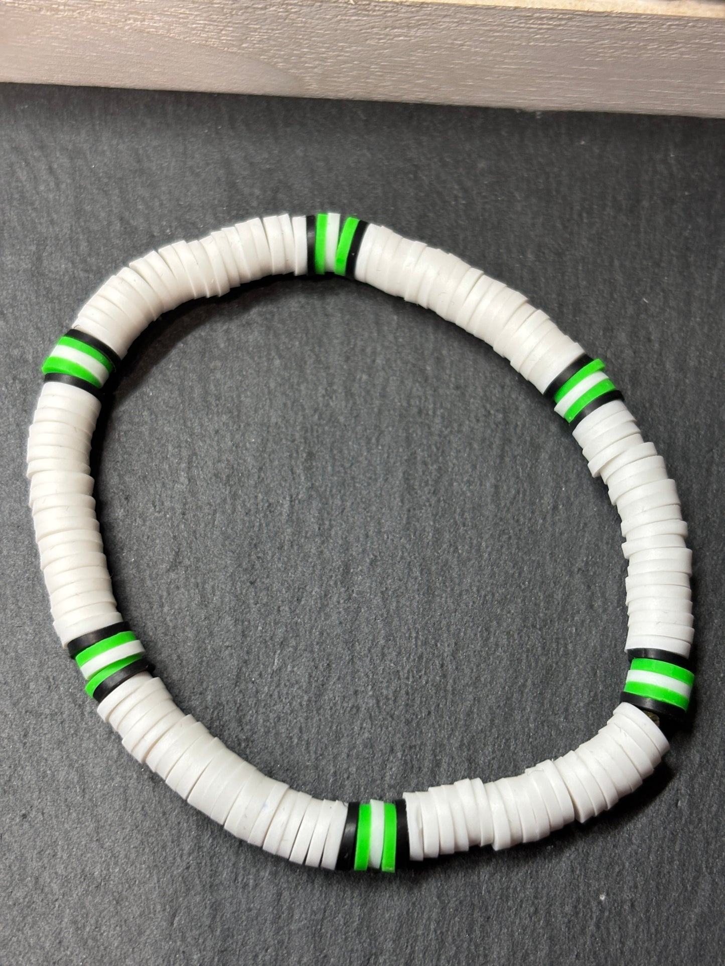 "Crisp Envy" - Handmade Clay Heishi Bead Stretch Bracelet